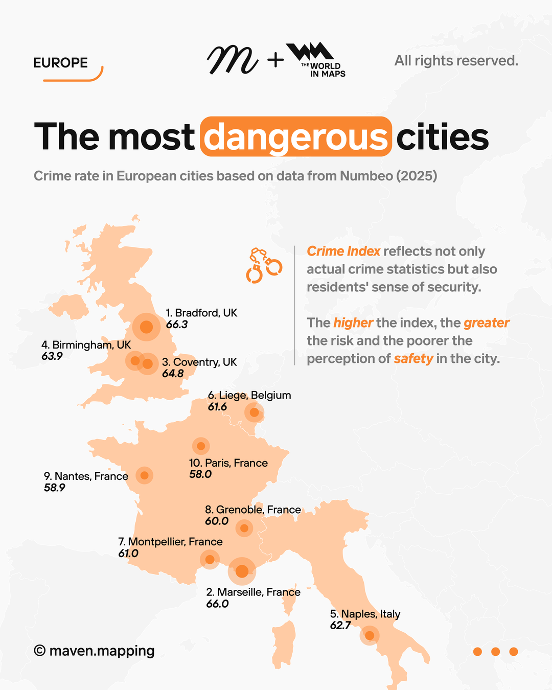 Crime Rate Map of Europe's Most Dangerous Cities Crime Rate Map of Europe's Most Dangerous Cities