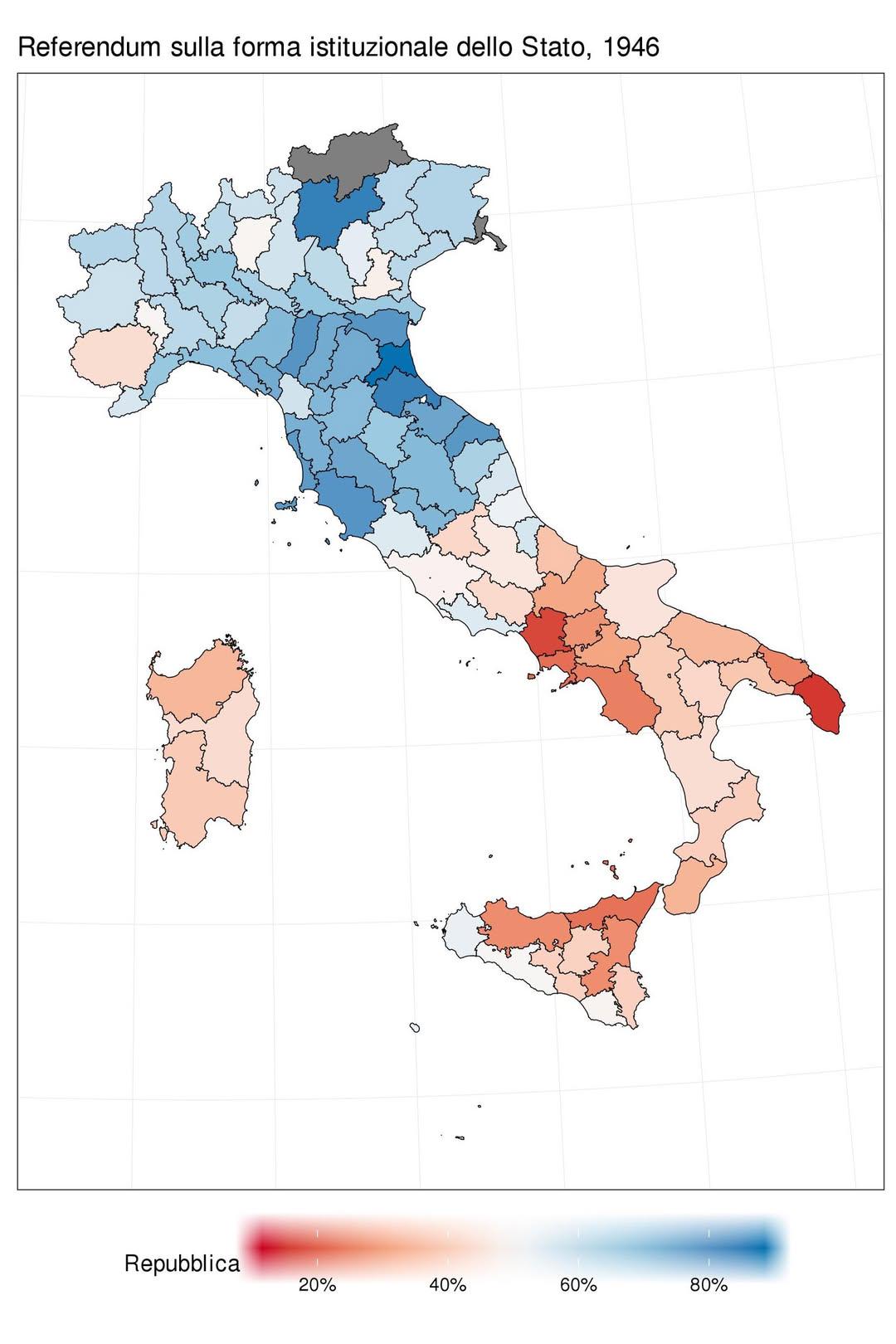 1946 Italian Referendum Voting Results Map 1946 Italian Referendum Voting Results Map