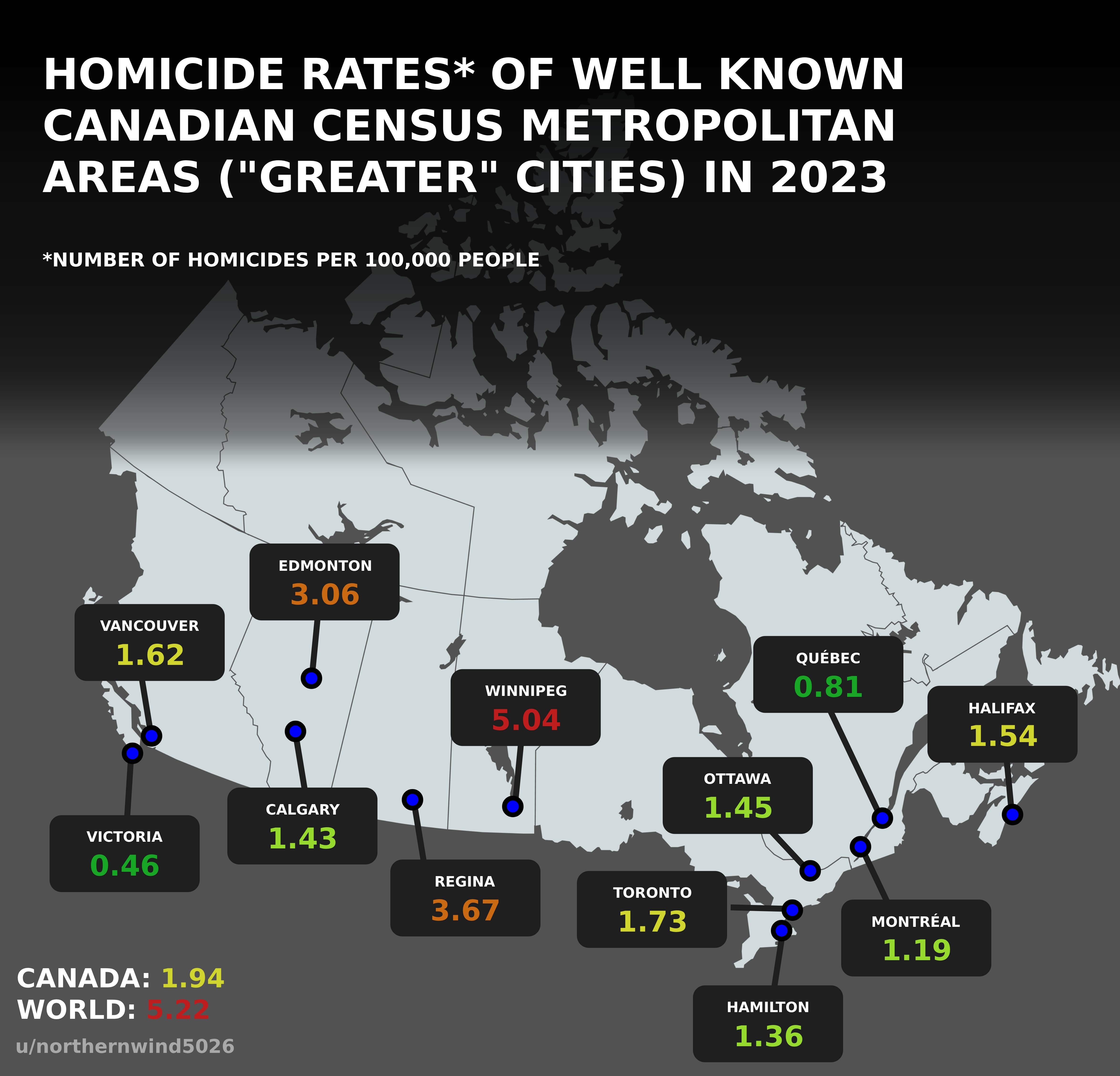 Homicide Rates Map of Canadian Census Metropolitan Areas 2023 Homicide Rates Map of Canadian Census Metropolitan Areas 2023
