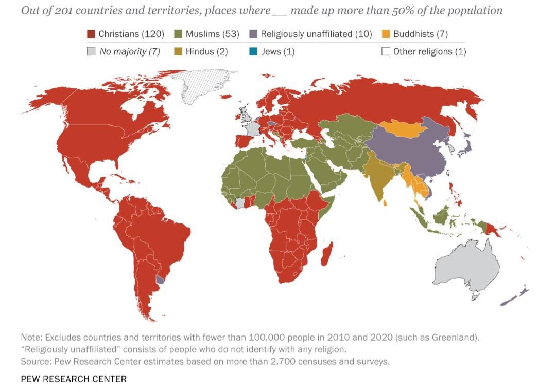 Largest Religious Affiliation by Country Map Largest Religious Affiliation by Country Map
