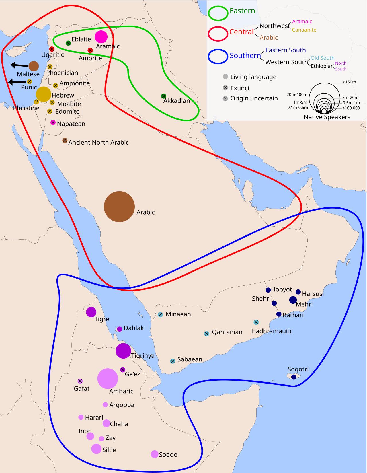 Semitic Language Family Map Semitic Language Family Map