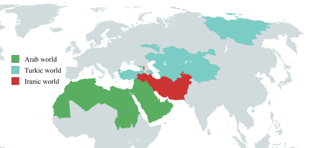 Arab, Turkic and Iranic Worlds Map Arab, Turkic and Iranic Worlds Map