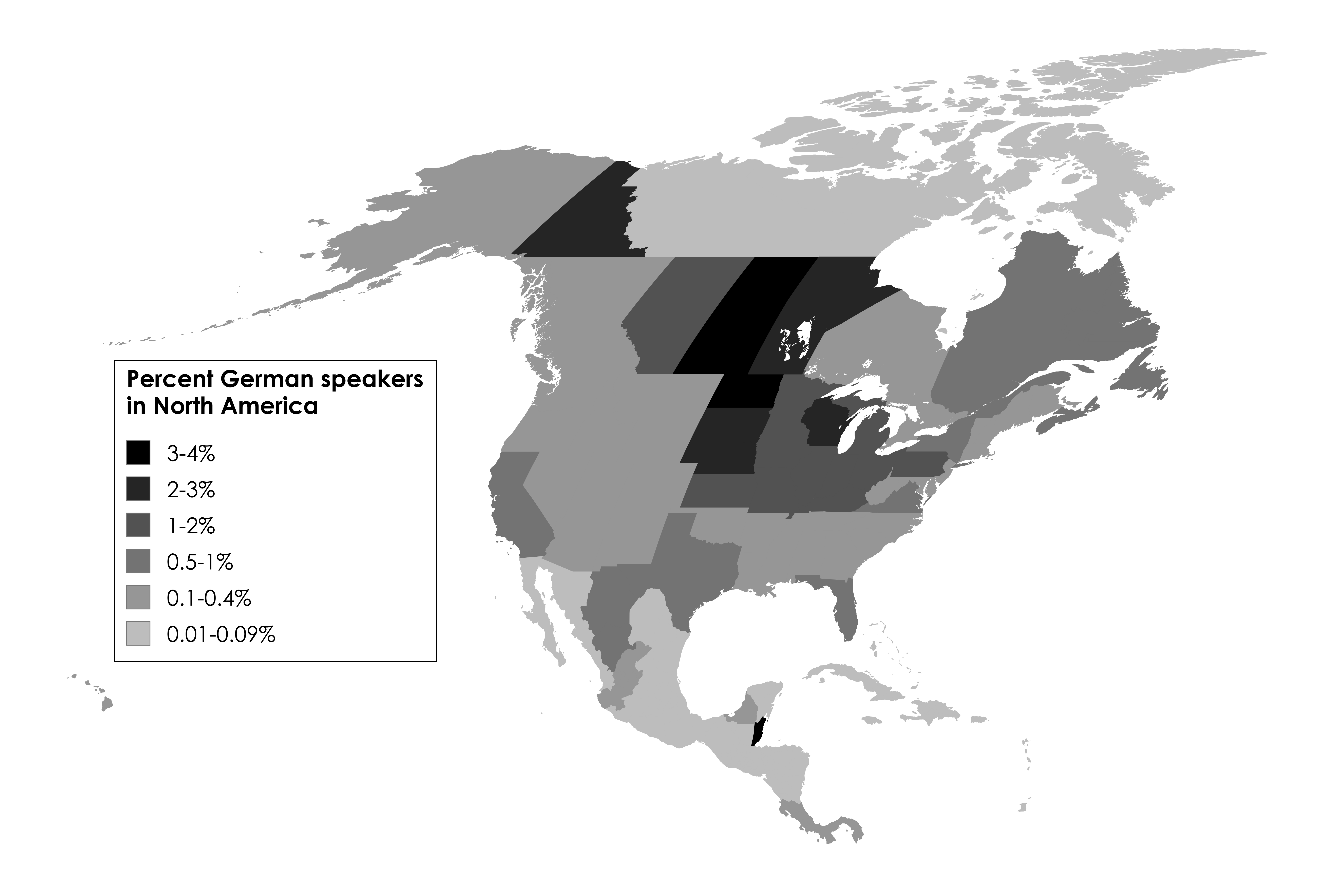 German Speakers in North America Map German Speakers in North America Map