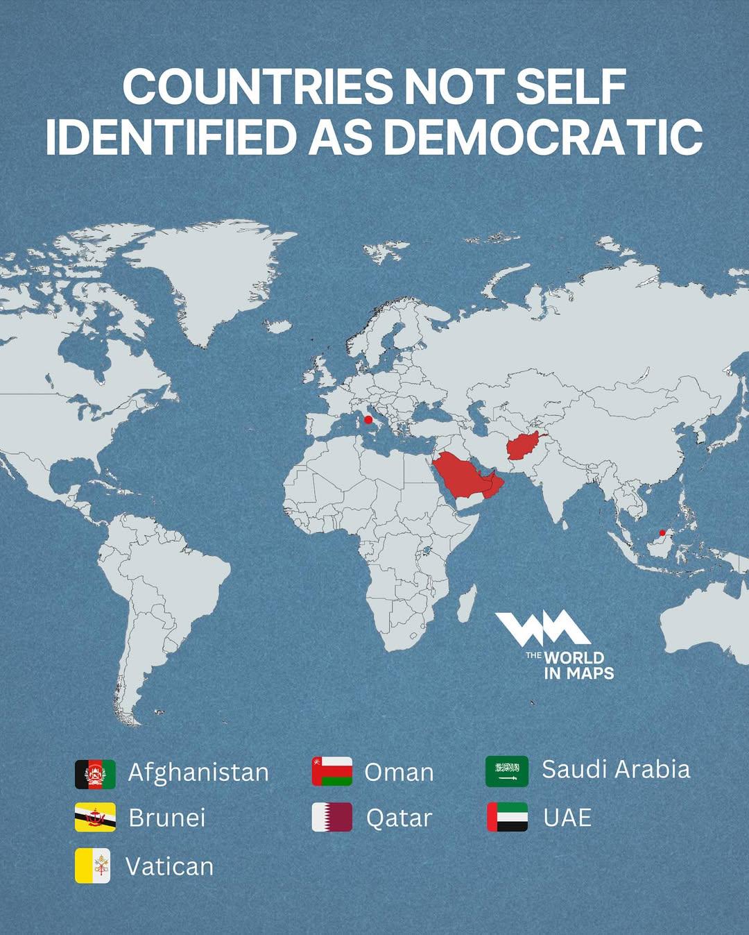 Countries Not Self Identified as Democratic Map