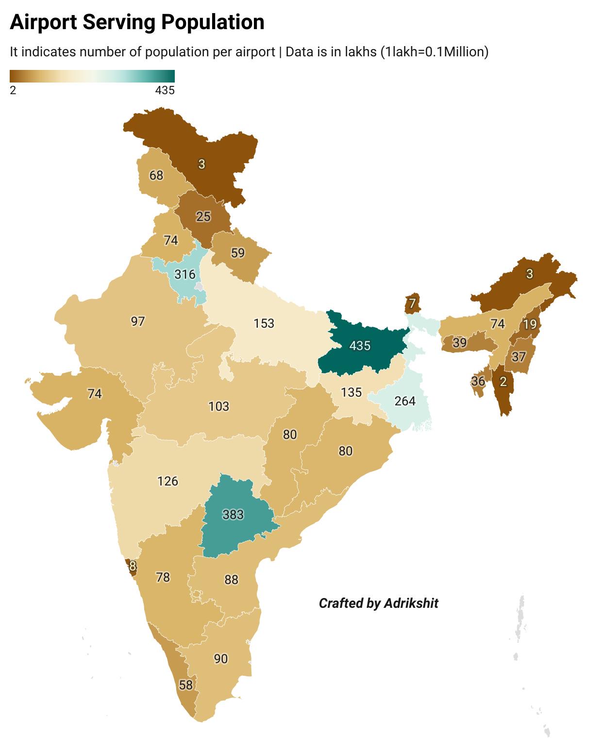 Airport Serving Population in India Map Airport Serving Population in India Map