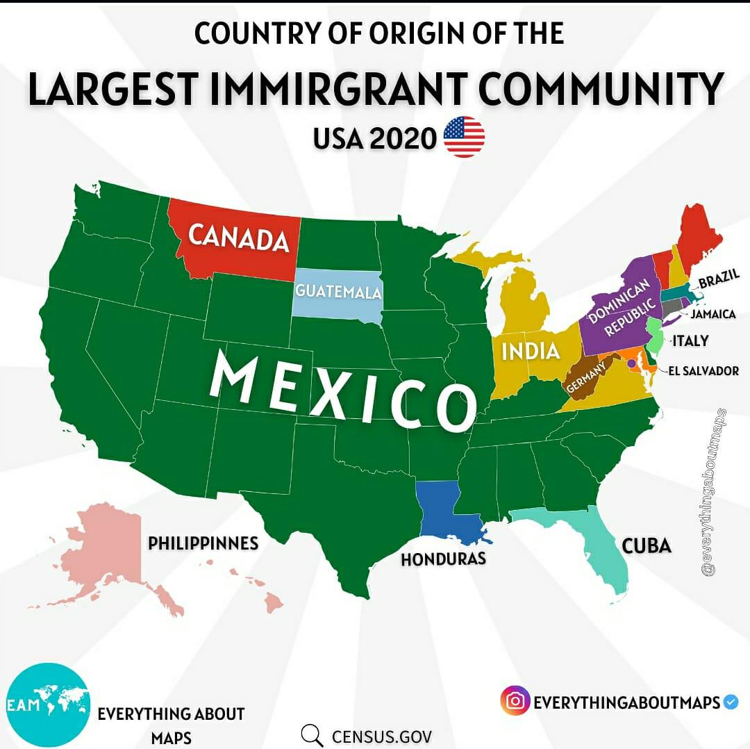 Largest Immigrant Group by US State Map Largest Immigrant Group by US State Map