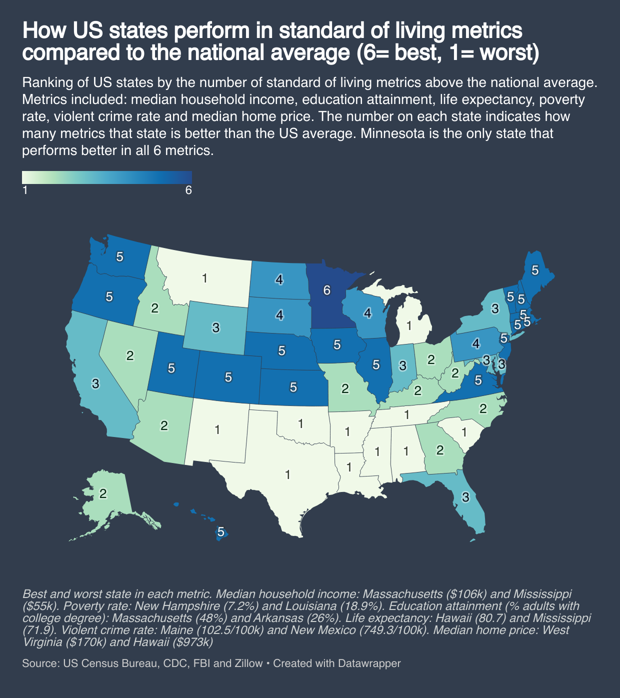 US States Ranked from Best to Worst Map US States Ranked from Best to Worst Map