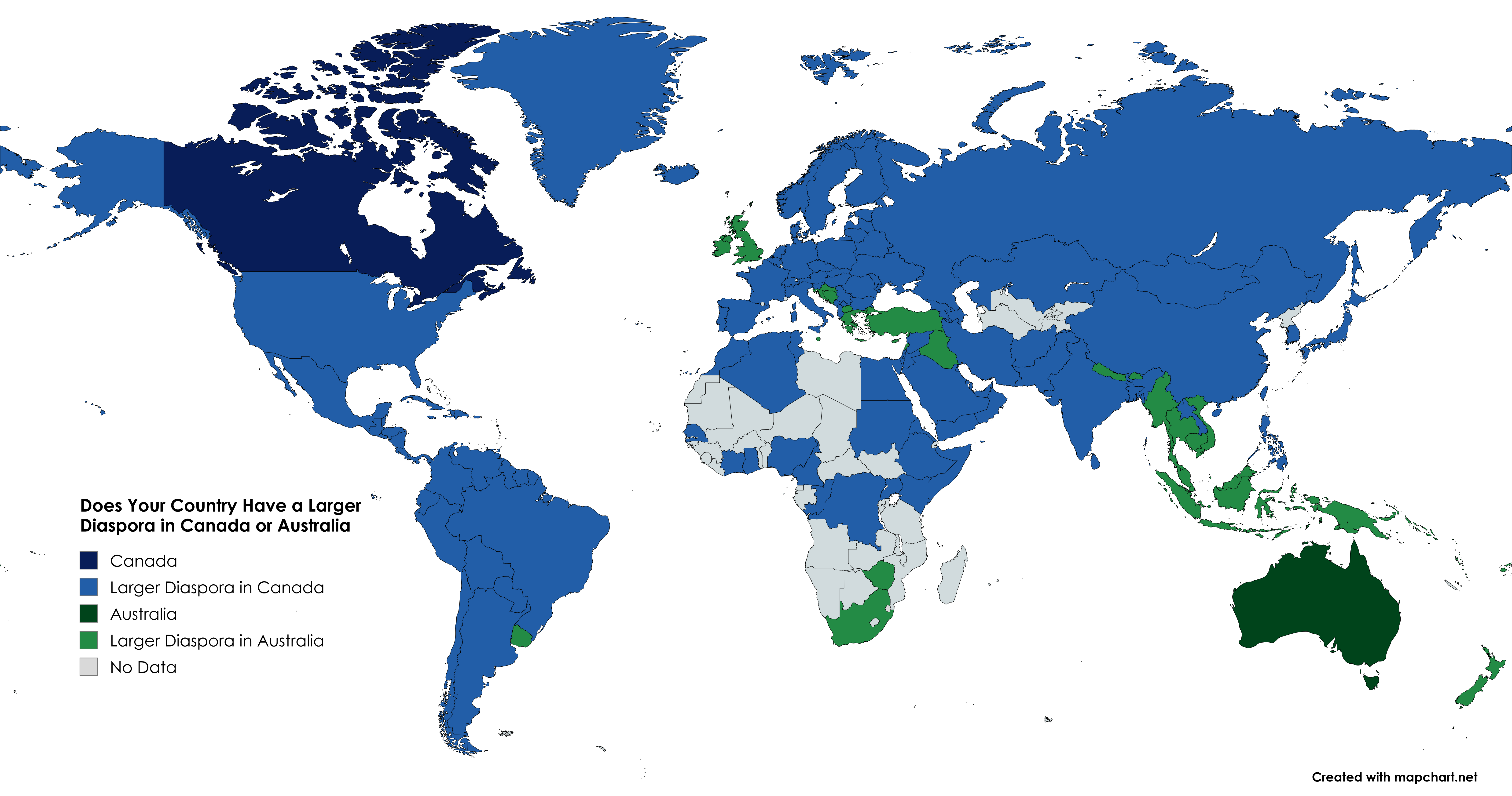 Diaspora Distribution Map: Canada vs Australia