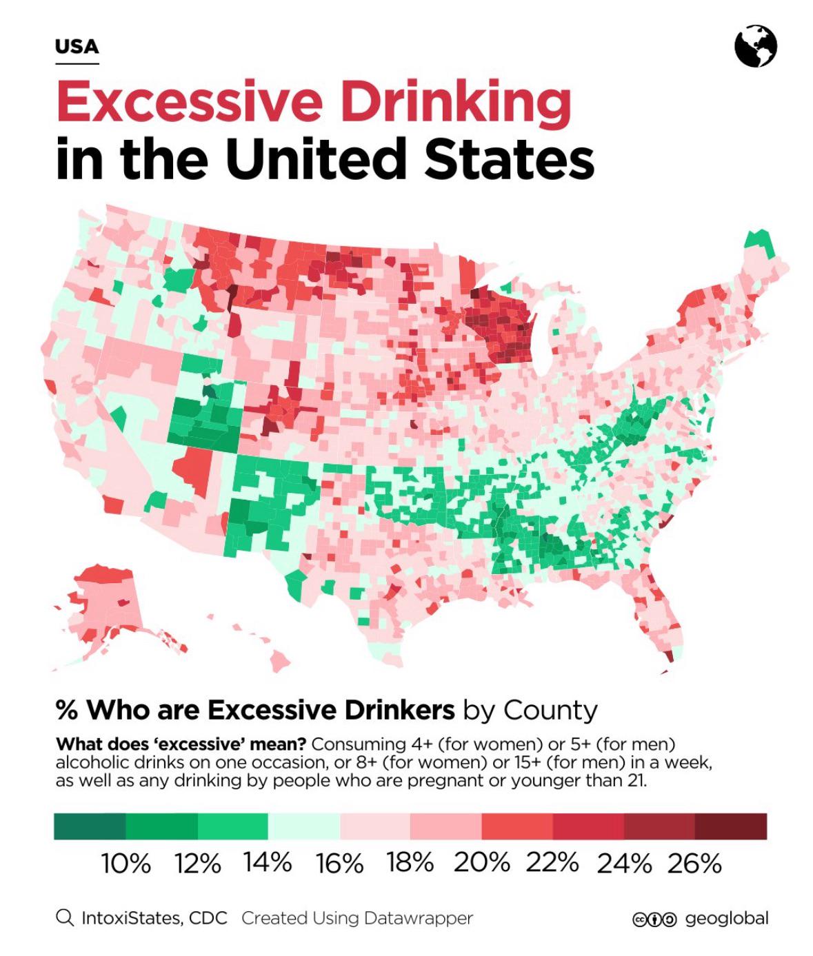 Excessive Drinking in America Map Excessive Drinking in America Map