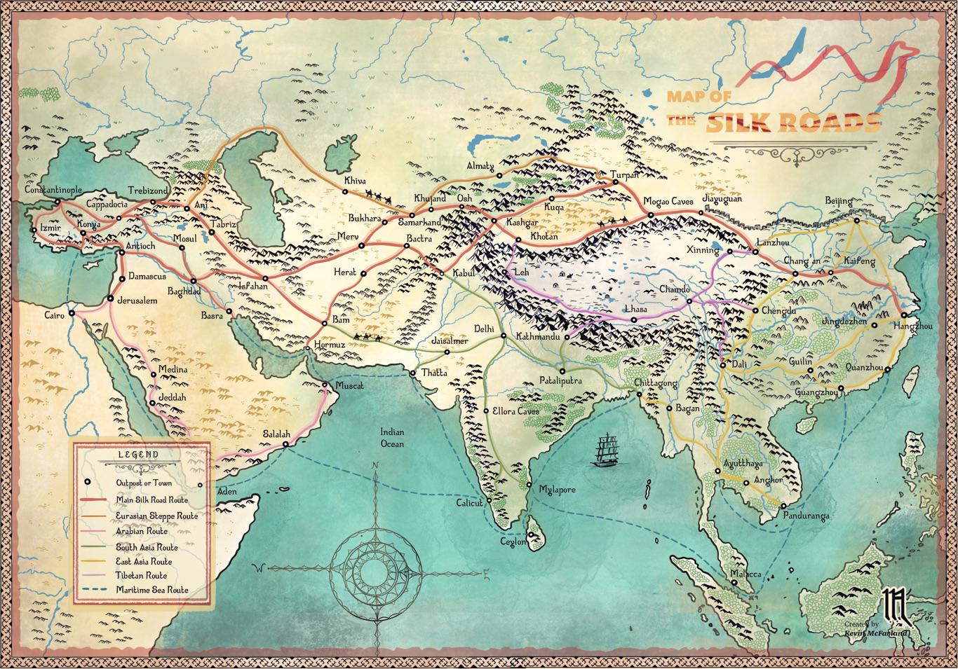 Silk Roads Trade Routes Map Silk Roads Trade Routes Map