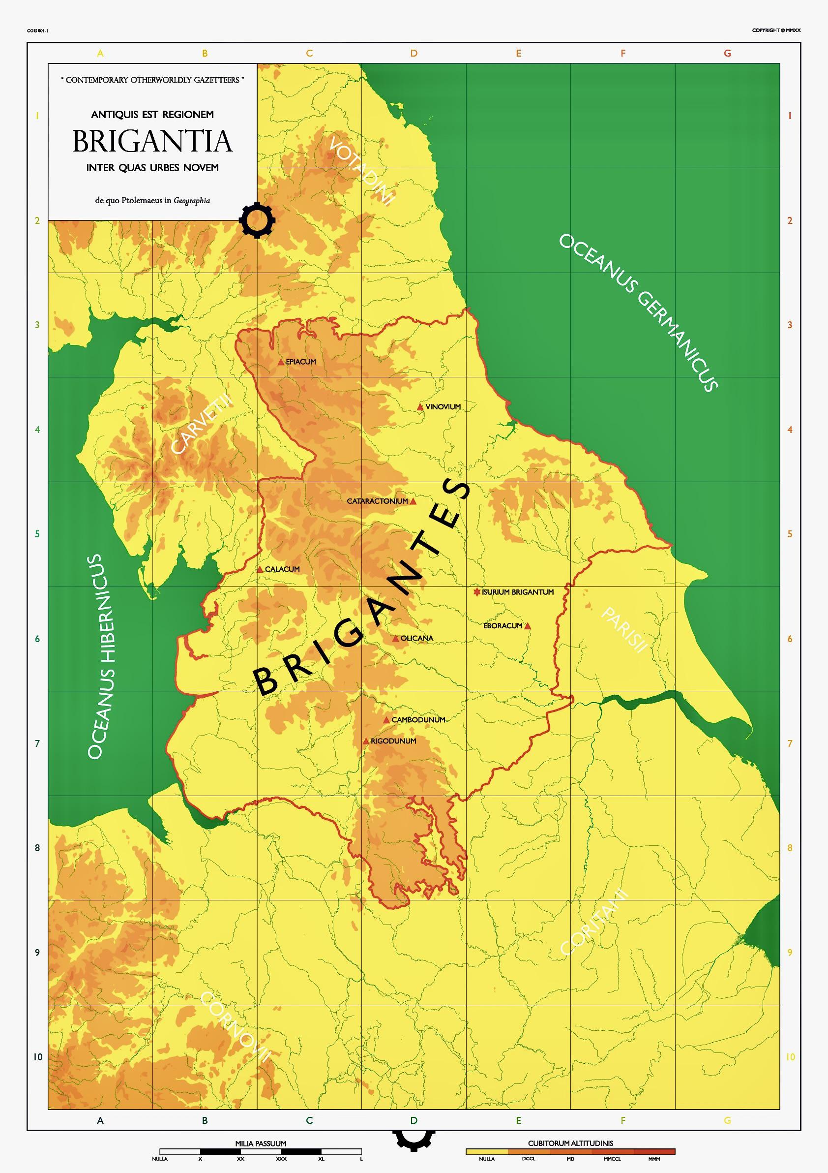 Map of the Brigantes Territory in Northern England Map of the Brigantes Territory in Northern England