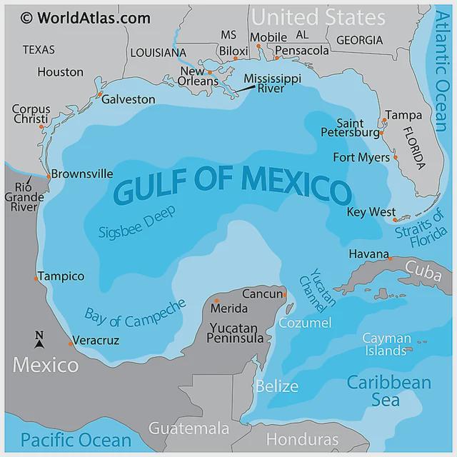 Geographical Map of the Gulf of Mexico Geographical Map of the Gulf of Mexico