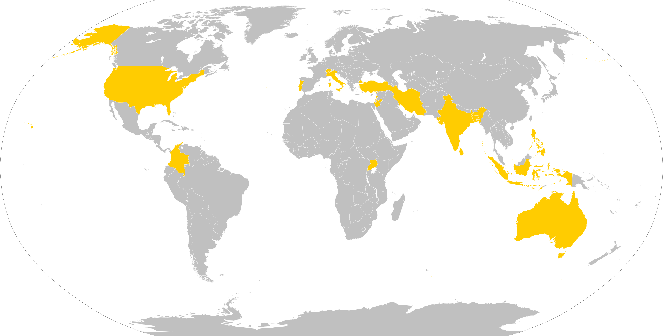 Countries Visited by Pope Paul VI Map Countries Visited by Pope Paul VI Map