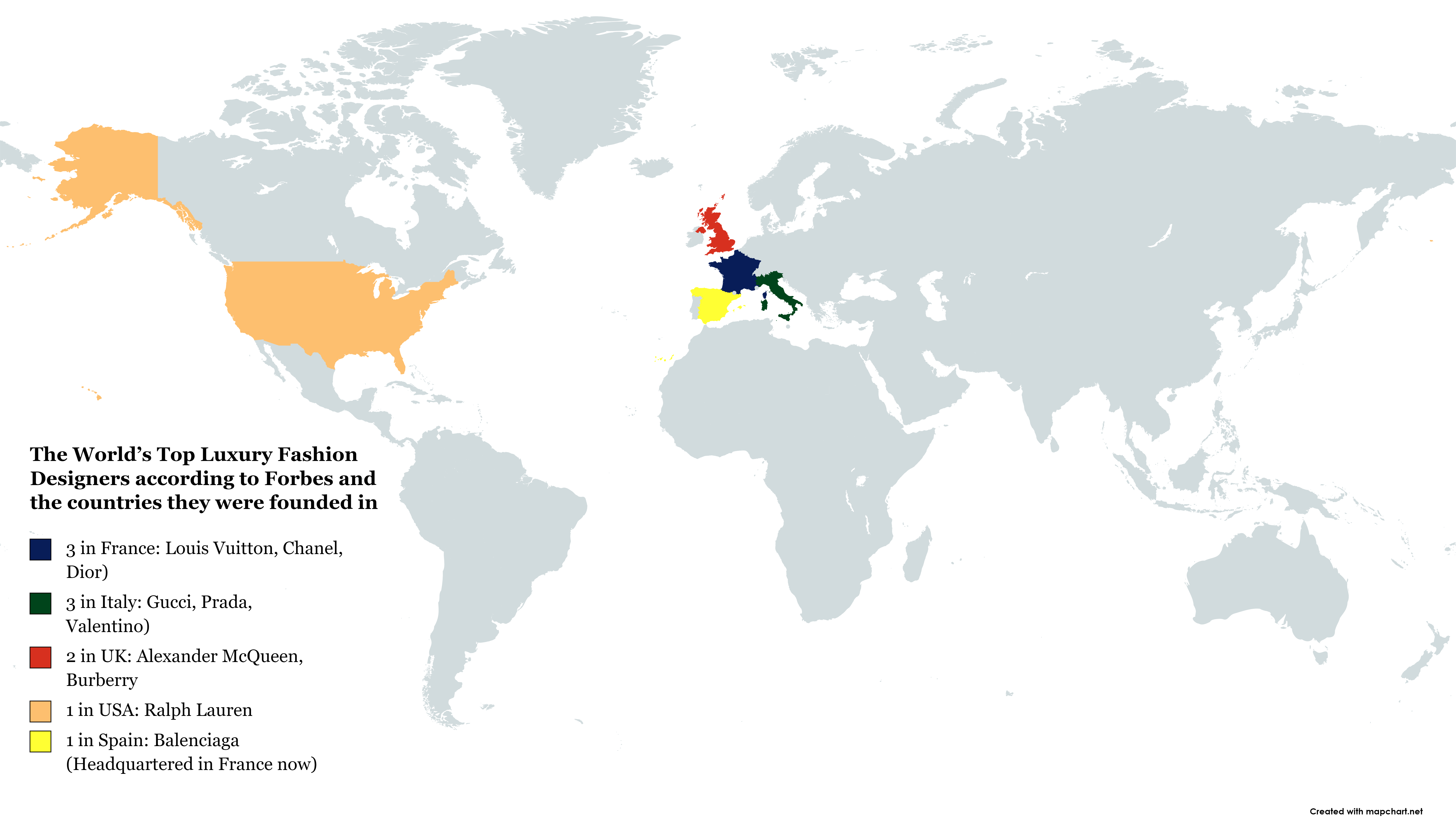 Map of Top Luxury Fashion Designers by Country Map of Top Luxury Fashion Designers by Country