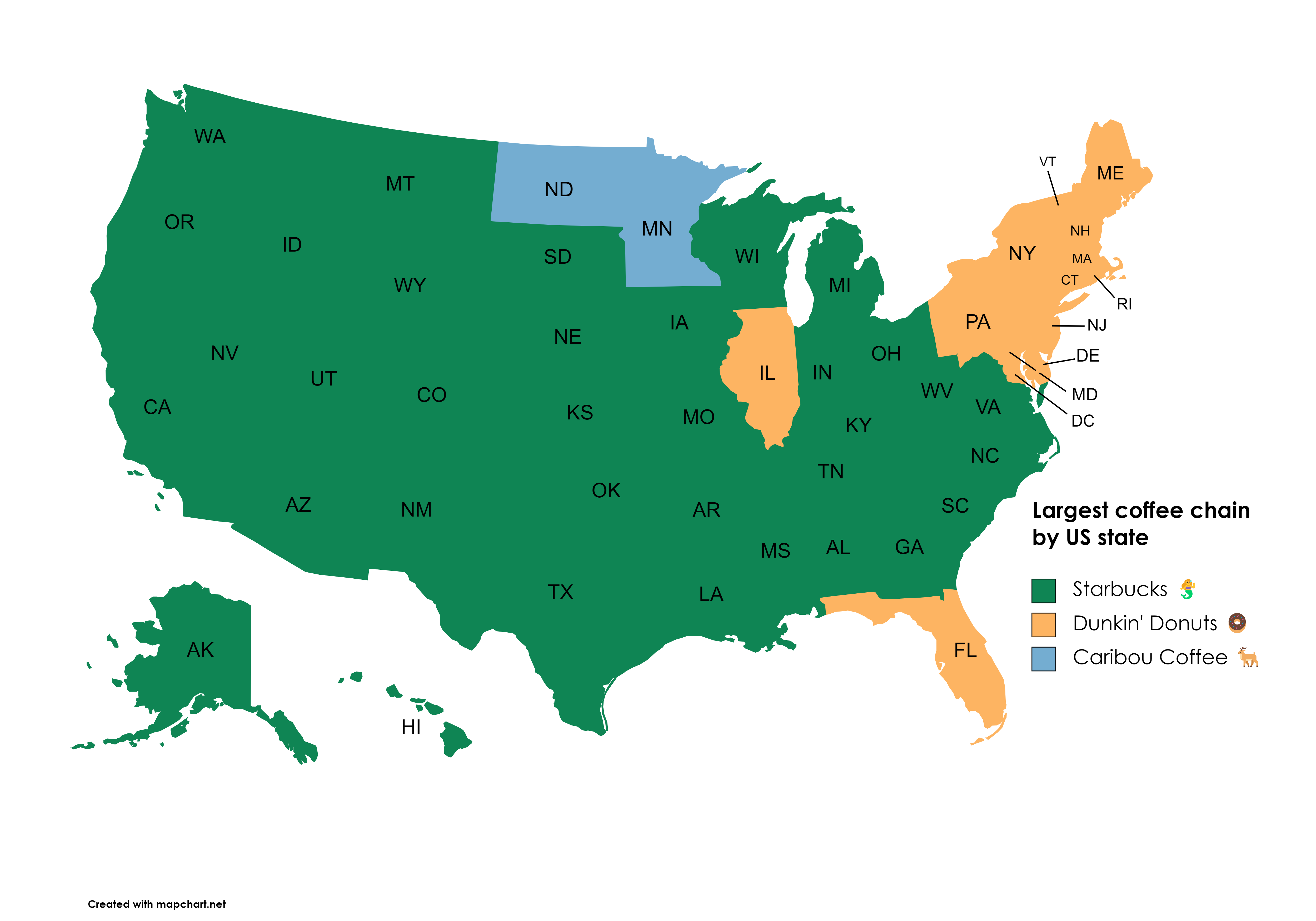 Largest Coffee Chains in the USA Map Largest Coffee Chains in the USA Map