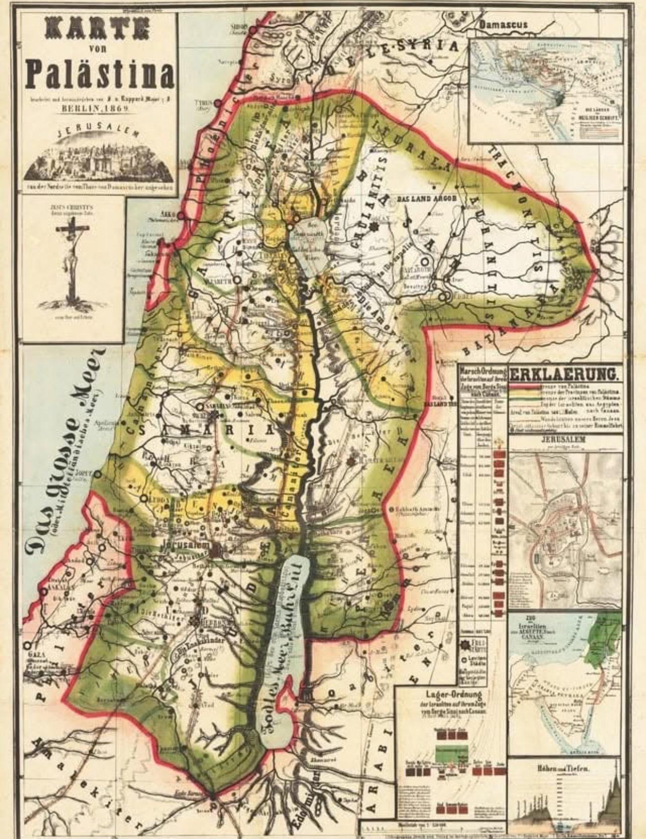German Map of Palestine in Berlin 1869 German Map of Palestine in Berlin 1869