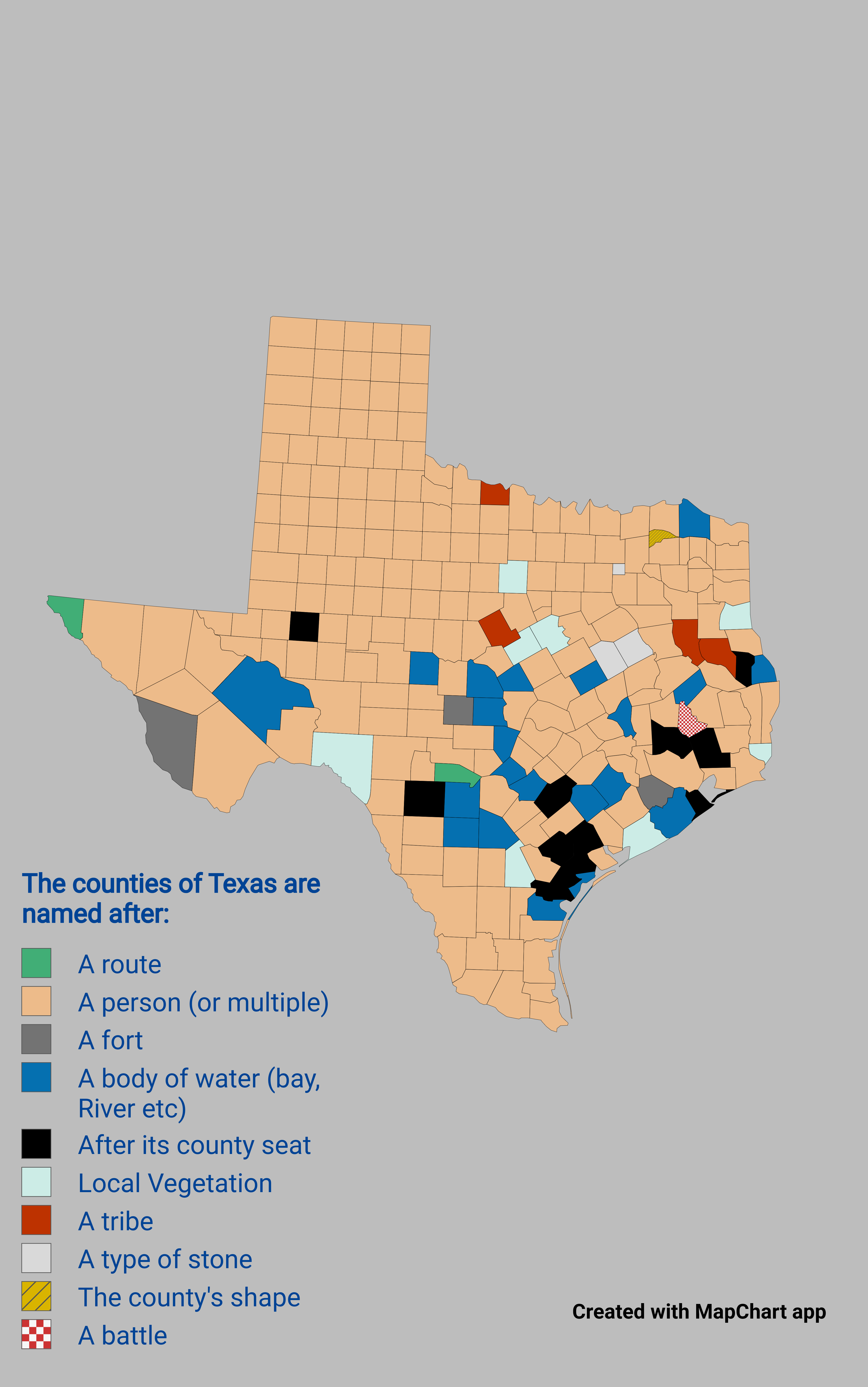 Counties of Texas Named After Map Counties of Texas Named After Map