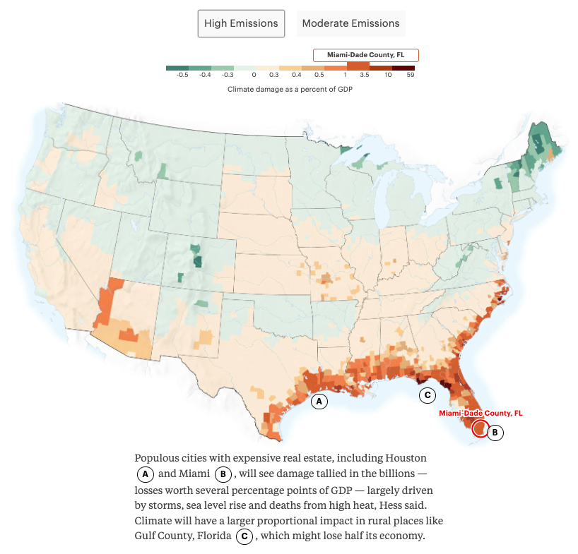 ProPublica GDP Impact Climate Change Map