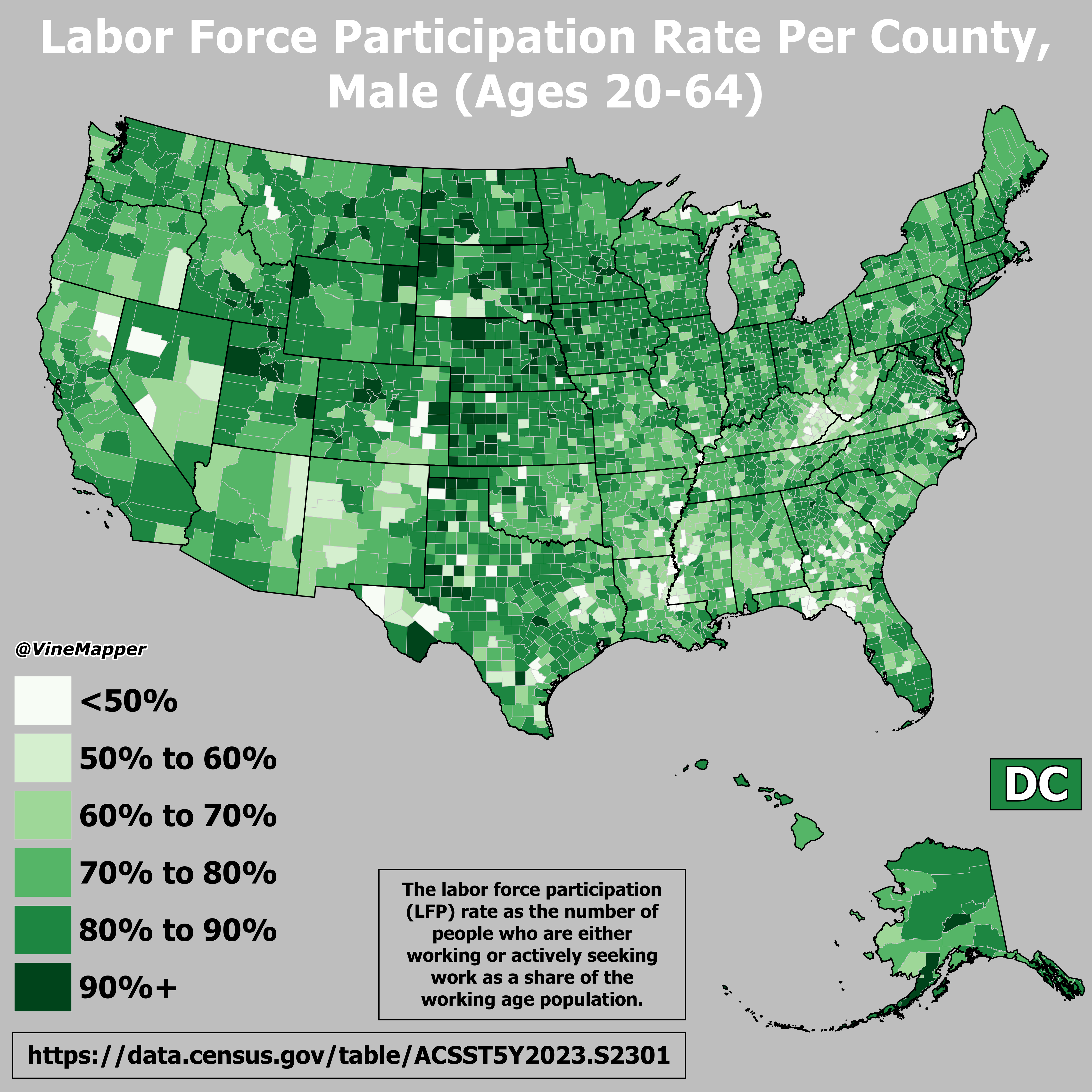 Labor Force Participation Rate Map for Males Ages 20-64 Labor Force Participation Rate Map for Males Ages 20-64