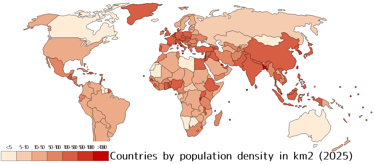 Population Density Map by Country