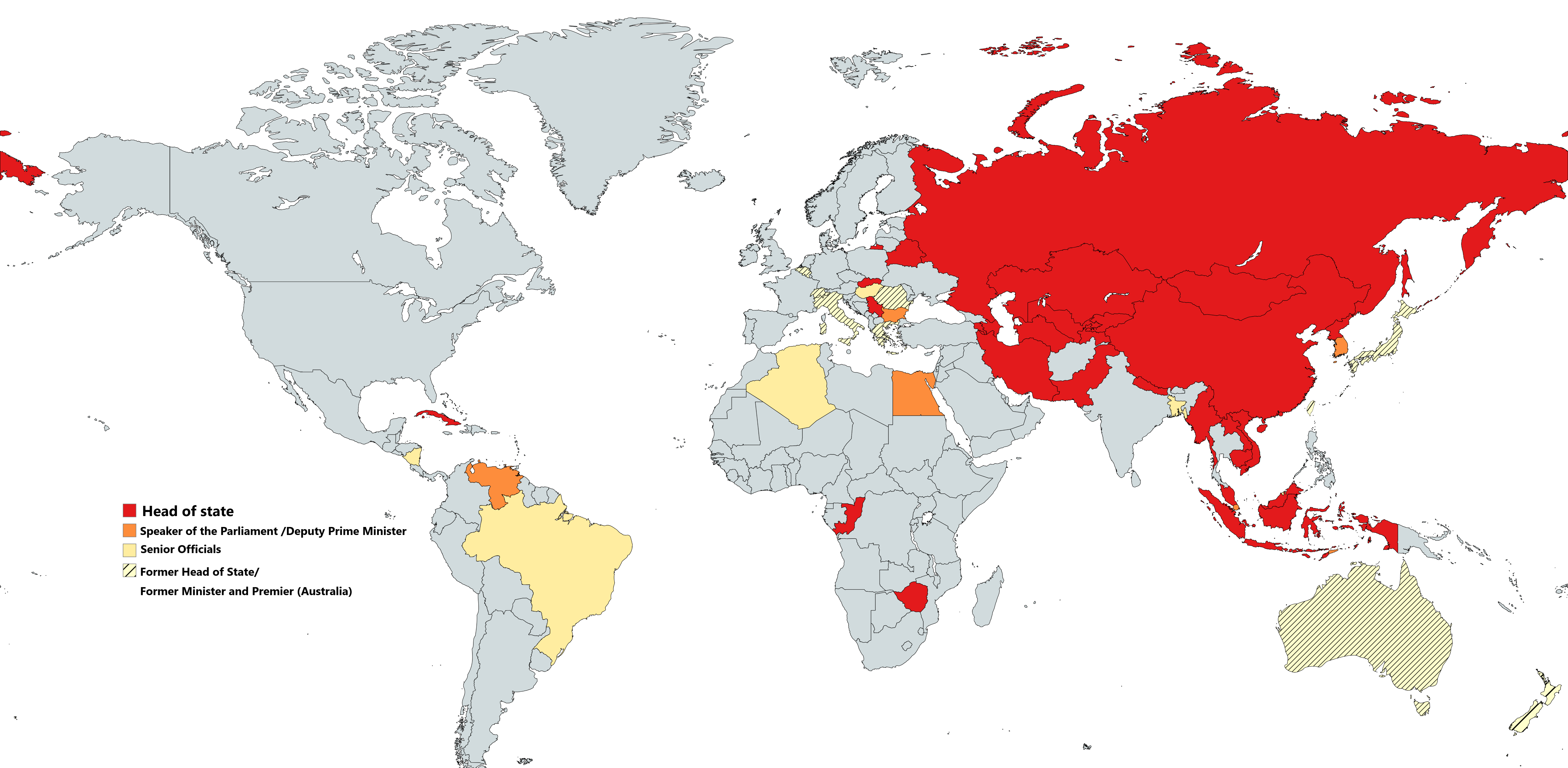 Countries Attending China's Victory Parade Map