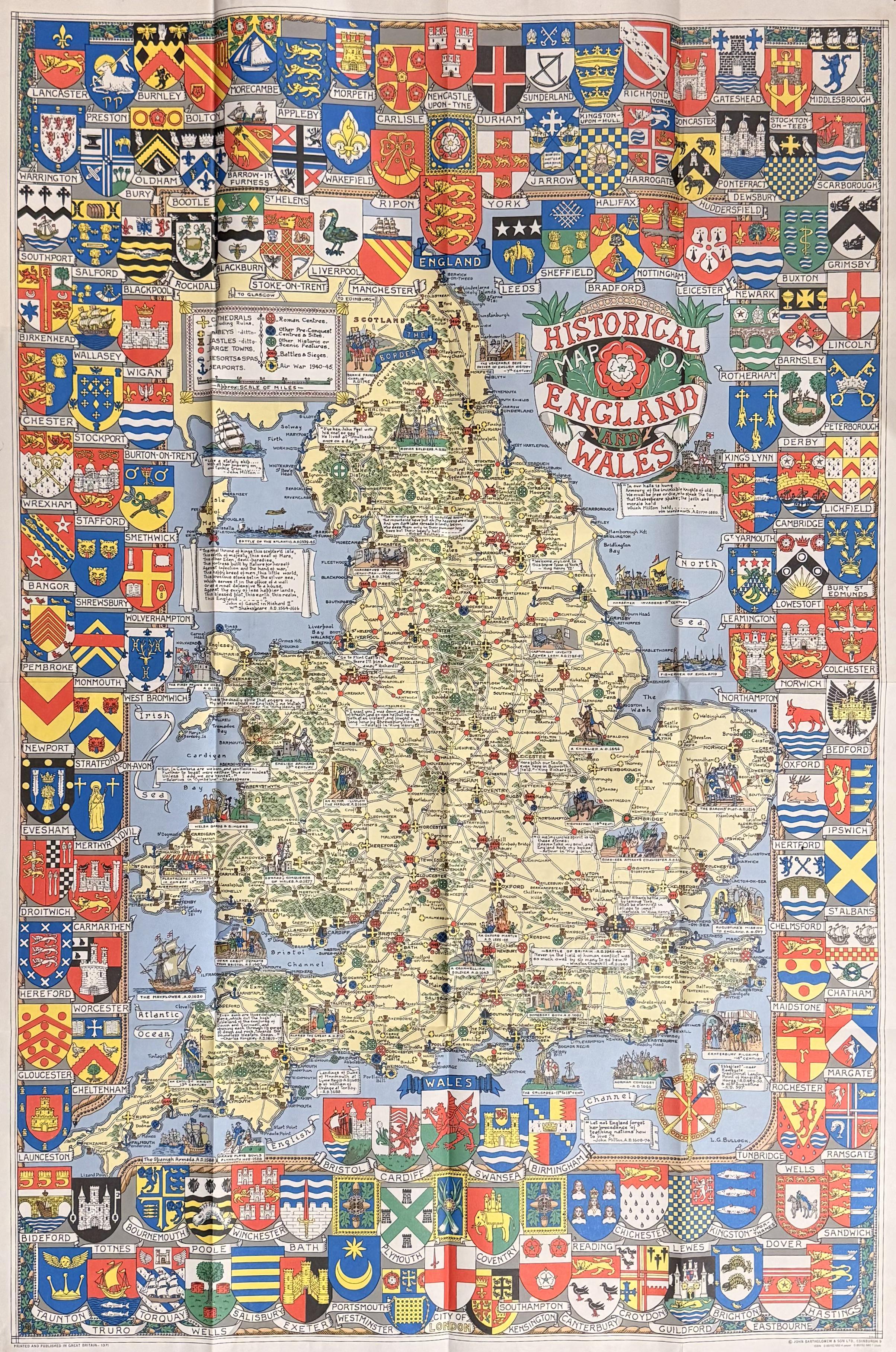 Historical Map of England & Wales from the 1970s Historical Map of England & Wales from the 1970s