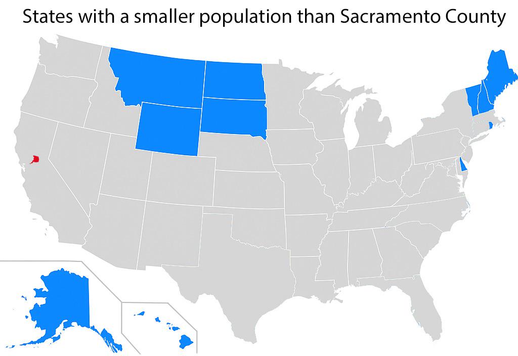 States with Smaller Populations than Sacramento County Map States with Smaller Populations than Sacramento County Map