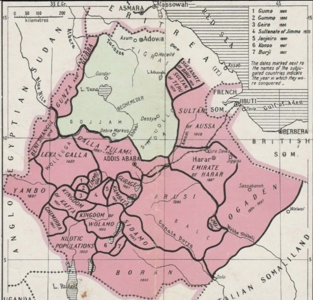Map of Menelik II's Ethiopia Pre and Post Conquest Map of Menelik II's Ethiopia Pre and Post Conquest