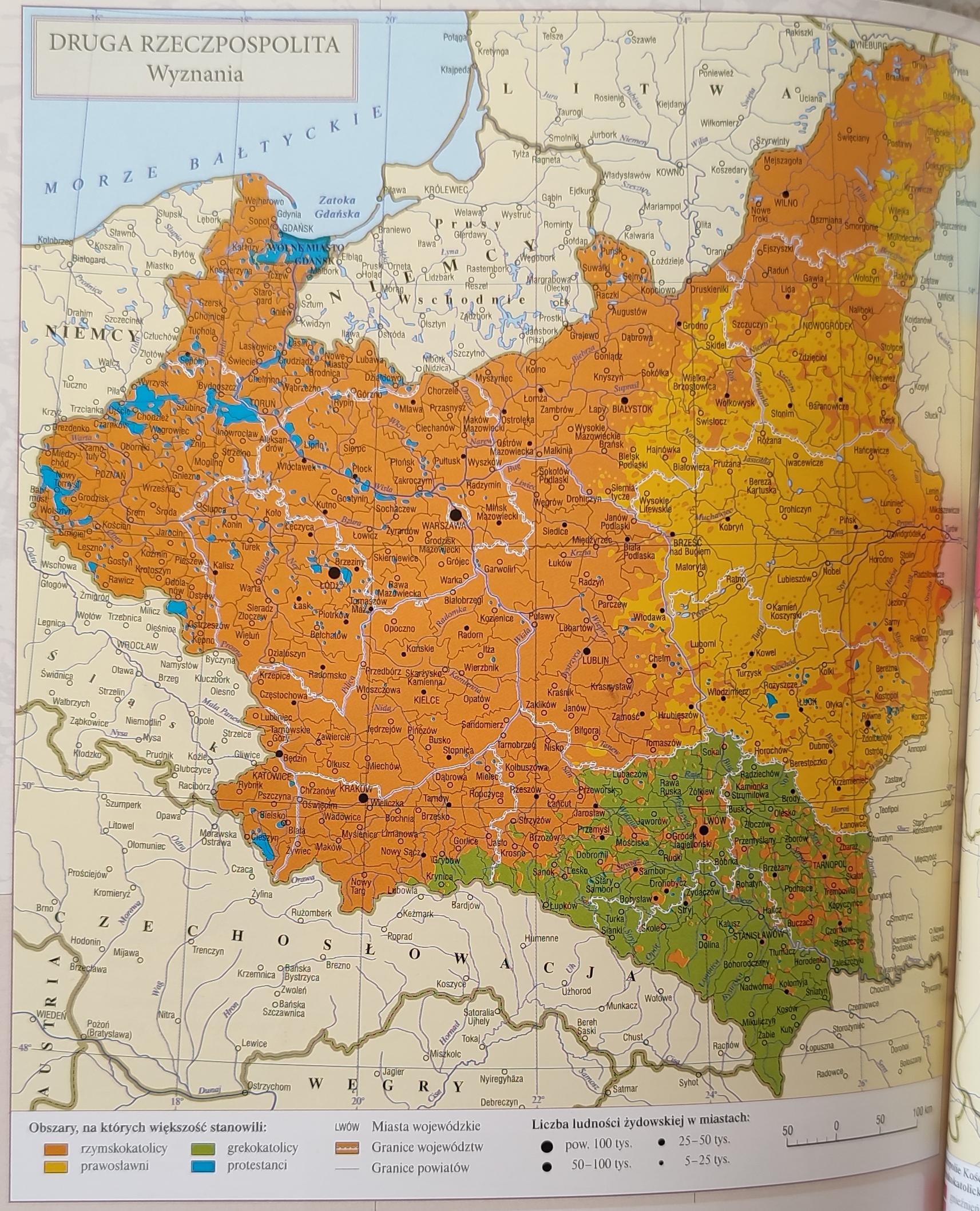 Religions in the Second Polish Republic Map Religions in the Second Polish Republic Map