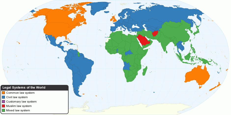 Legal Systems Around the World Map Legal Systems Around the World Map