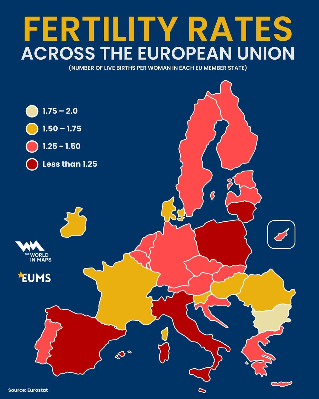 Fertility Rates Across the EU Map Fertility Rates Across the EU Map