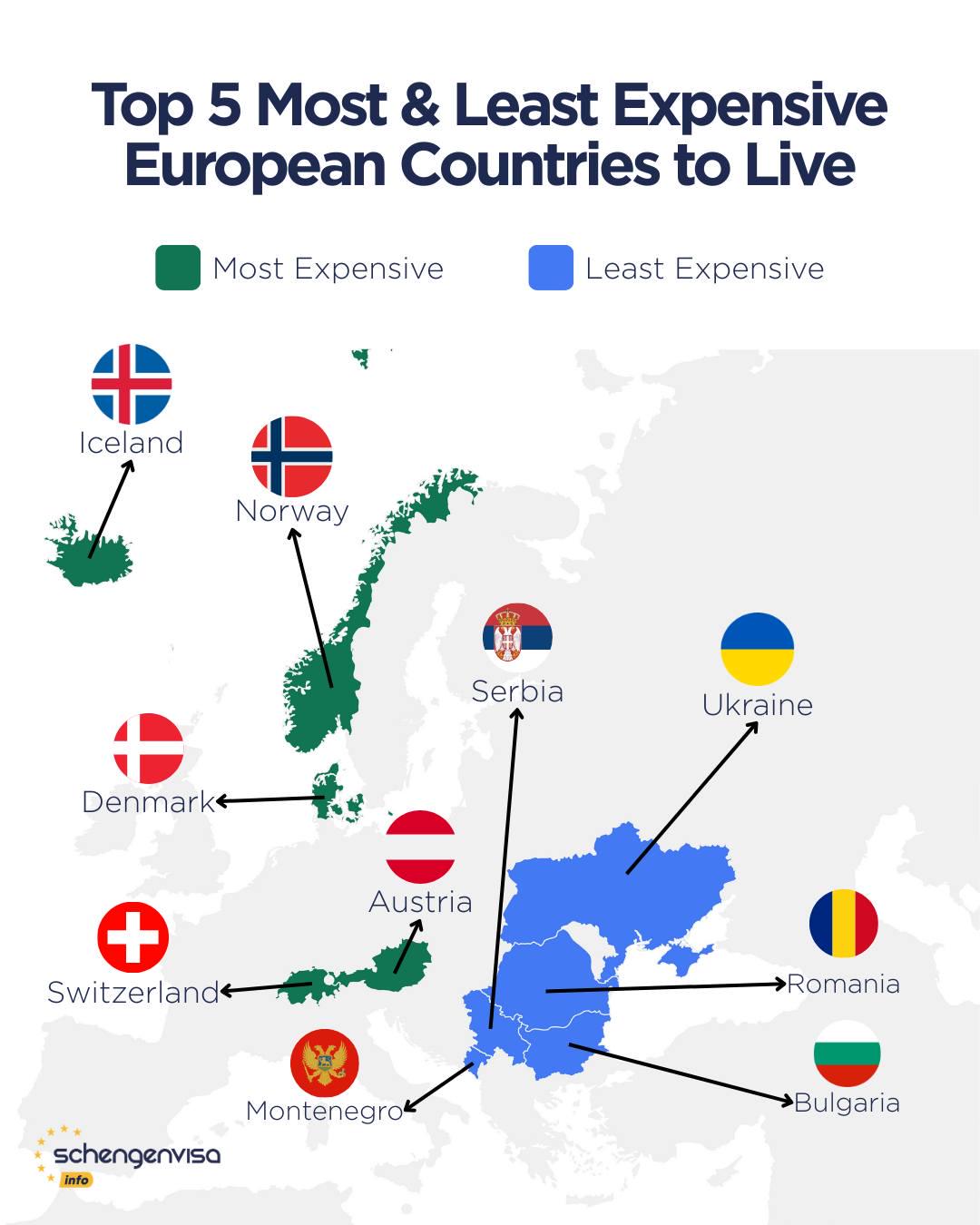 Most Expensive and Affordable Countries to Live in Europe Map Most Expensive and Affordable Countries to Live in Europe Map