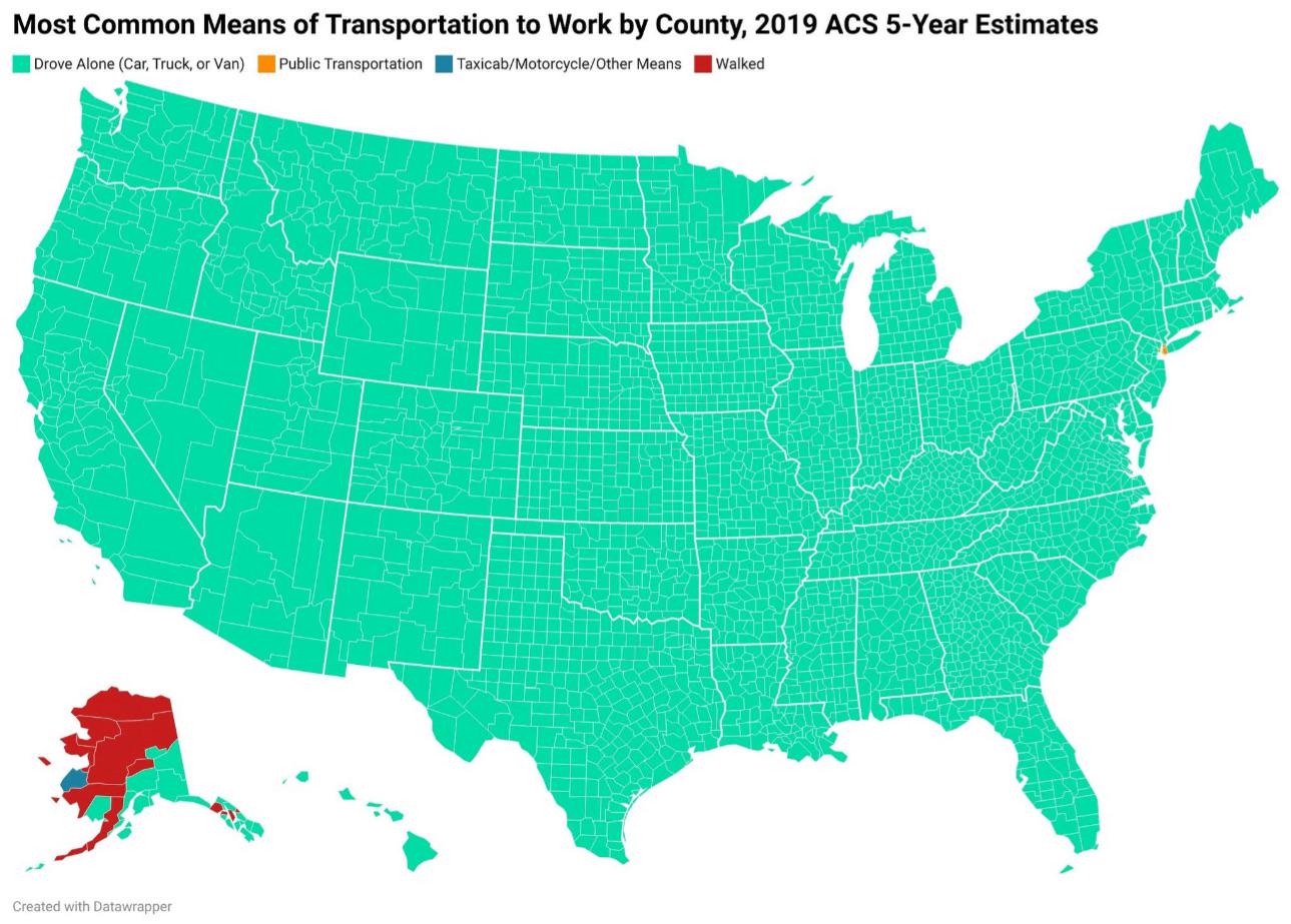 How Americans Get to Work Map How Americans Get to Work Map