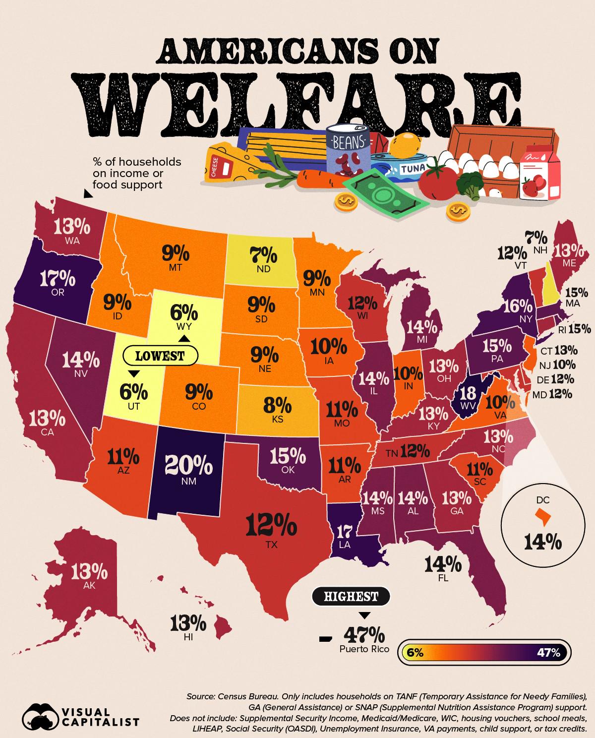 Map of American Households on Income or Food Support Map of American Households on Income or Food Support