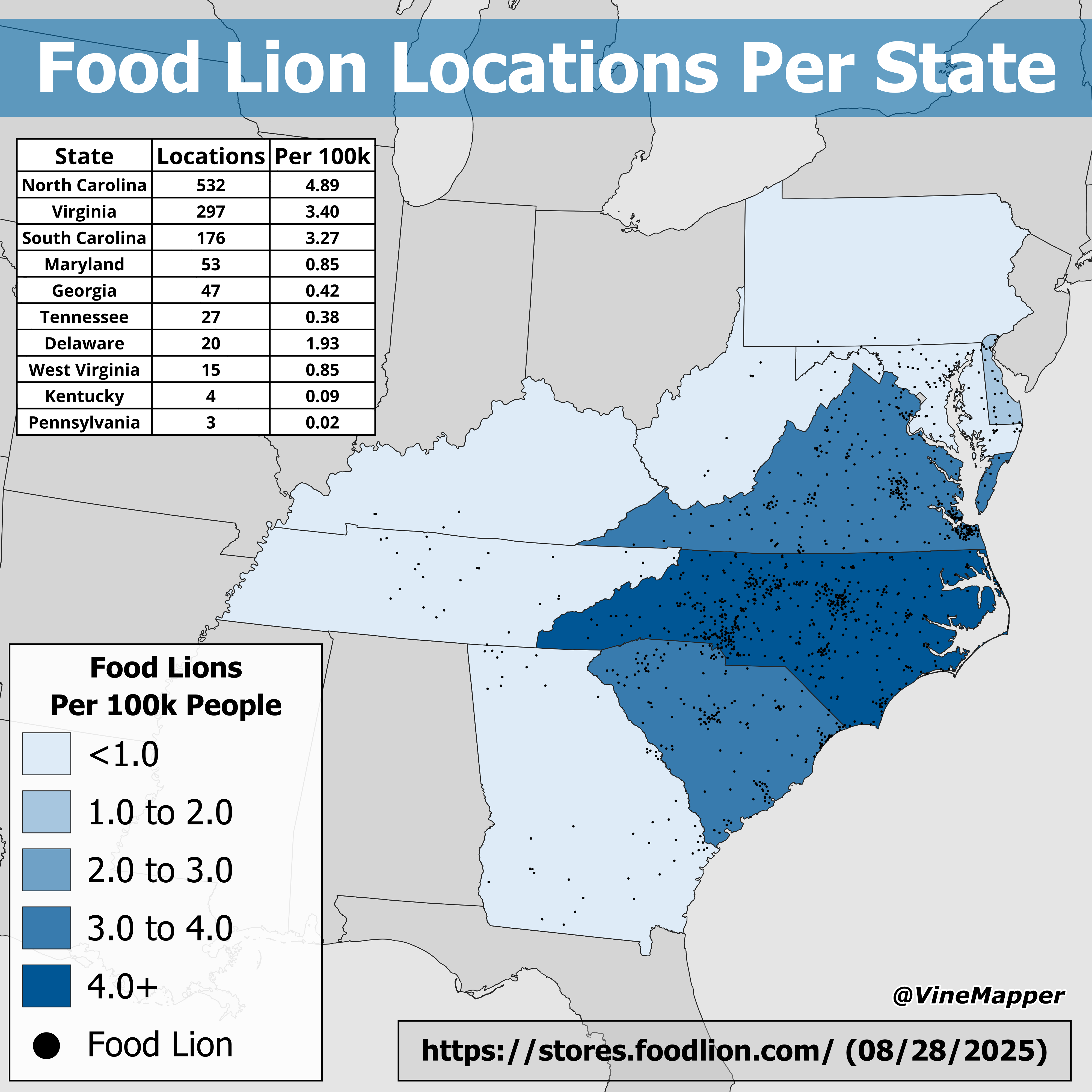 Food Lion Locations Per State Map Food Lion Locations Per State Map