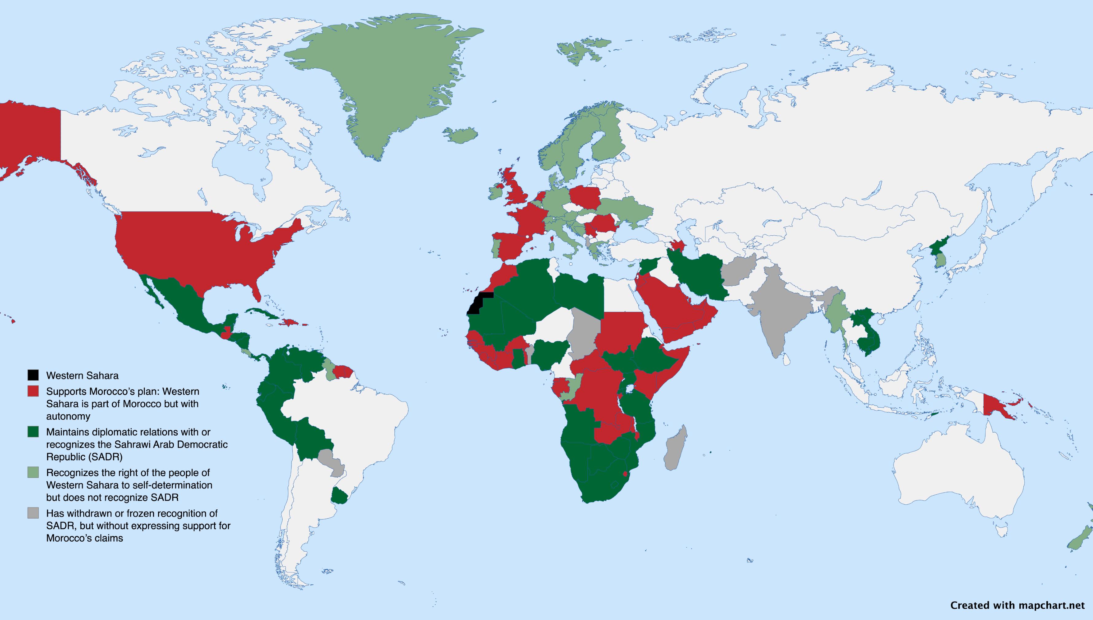 Political Status of Western Sahara Map Political Status of Western Sahara Map