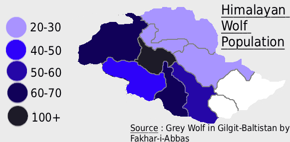 Wolf Population in Gilgit-Baltistan, Pakistan Map Wolf Population in Gilgit-Baltistan, Pakistan Map
