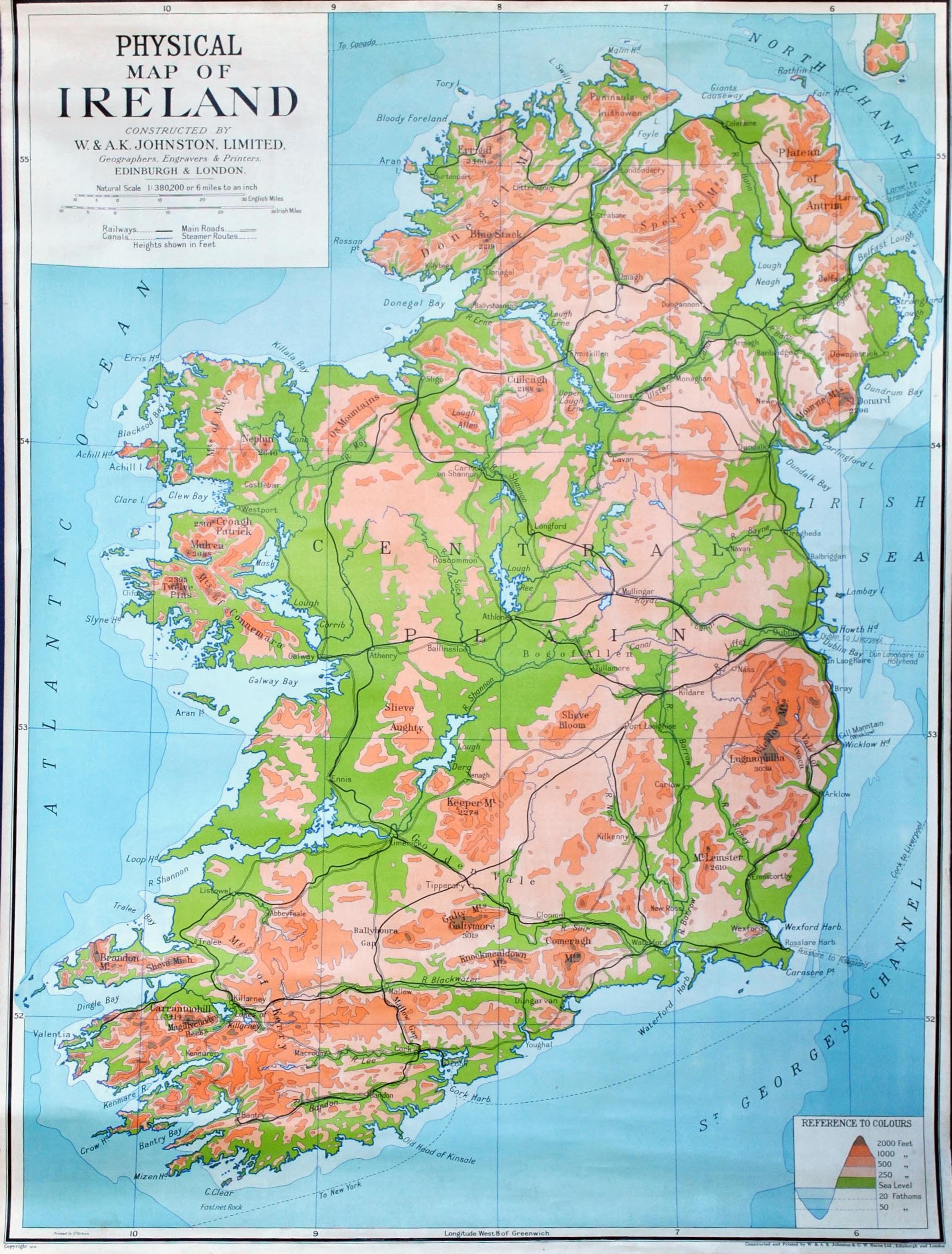 Physical Map of Ireland