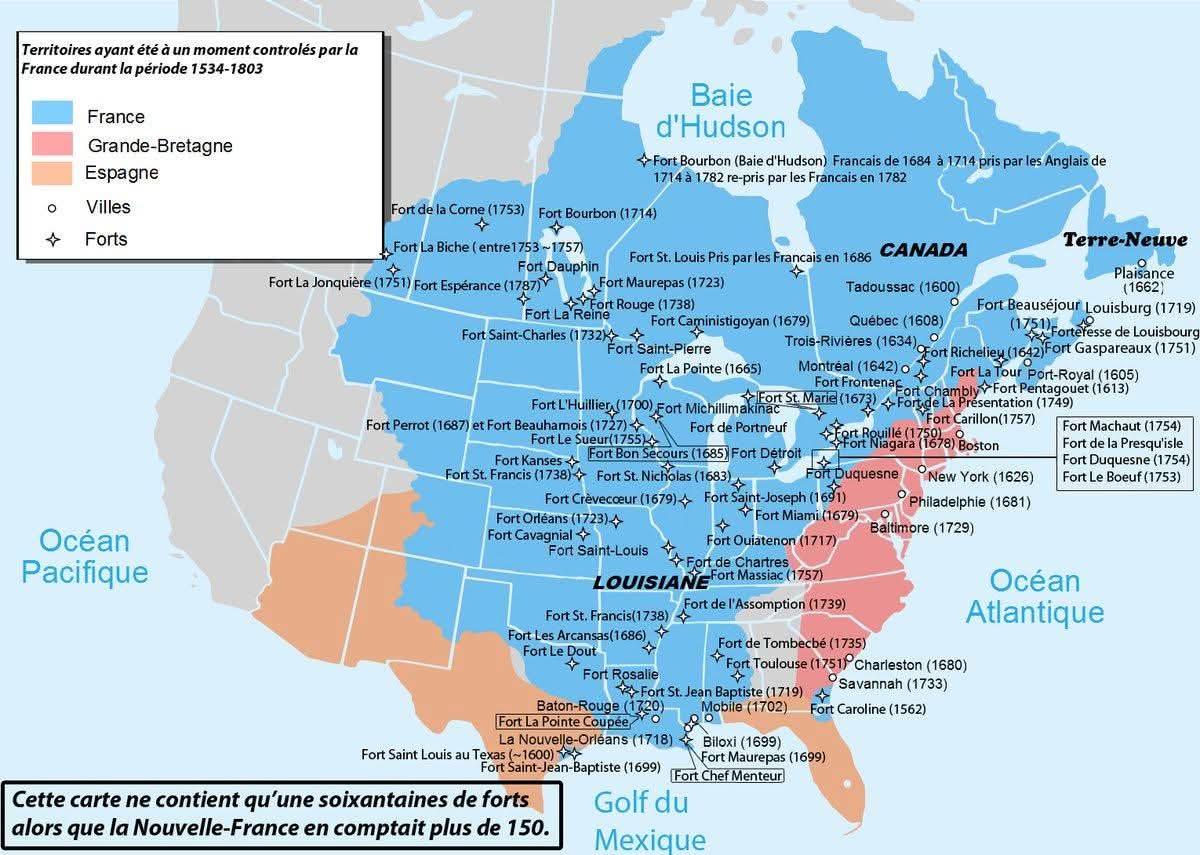 Map of North American Territories Once Controlled by France Map of North American Territories Once Controlled by France