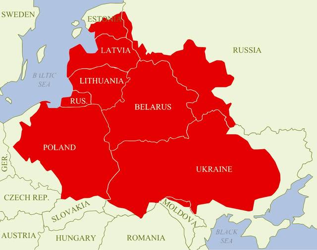 PolishβLithuanian Commonwealth Maximum Extent Map PolishβLithuanian Commonwealth Maximum Extent Map