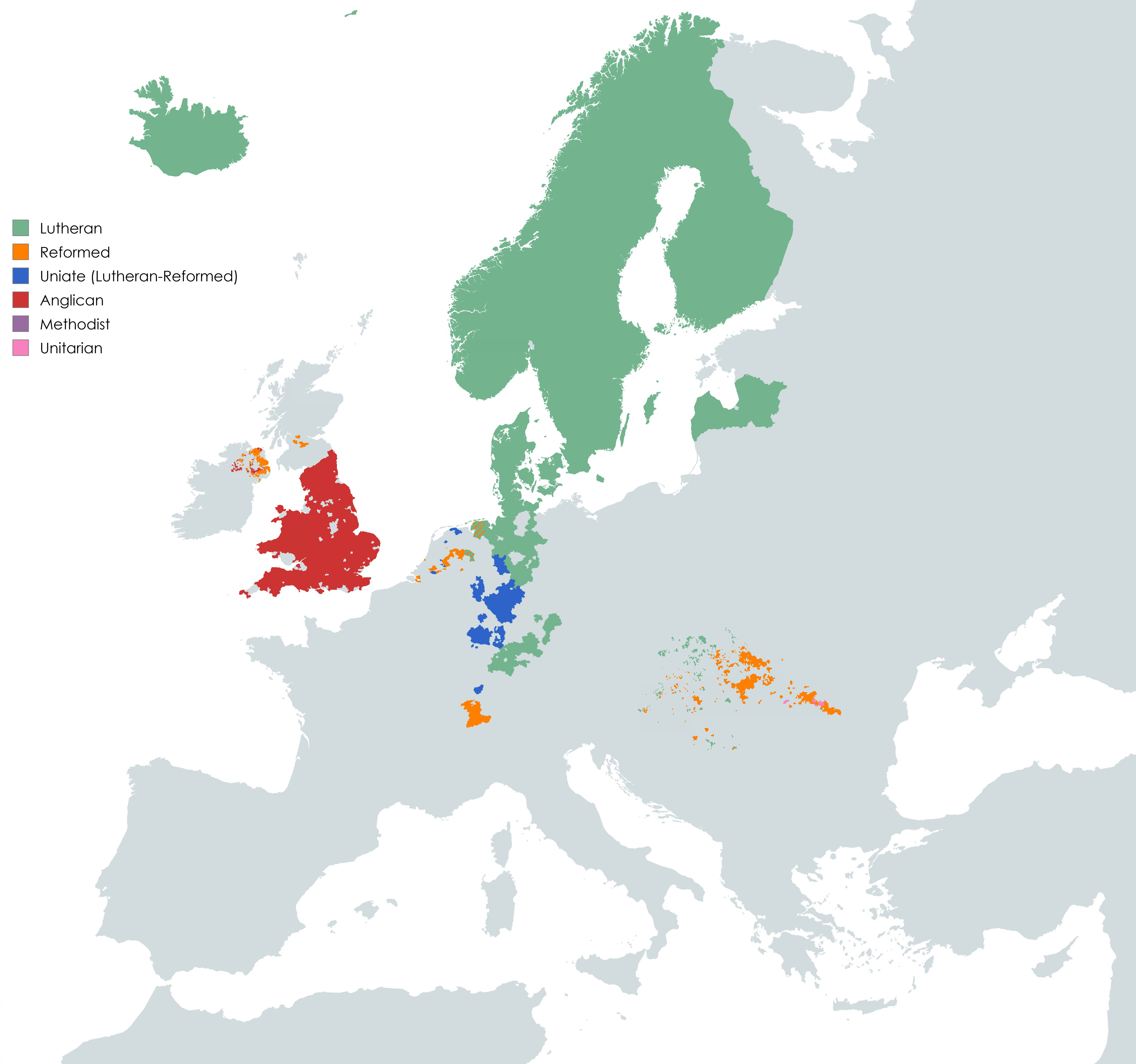 Protestantism in Europe Map Protestantism in Europe Map