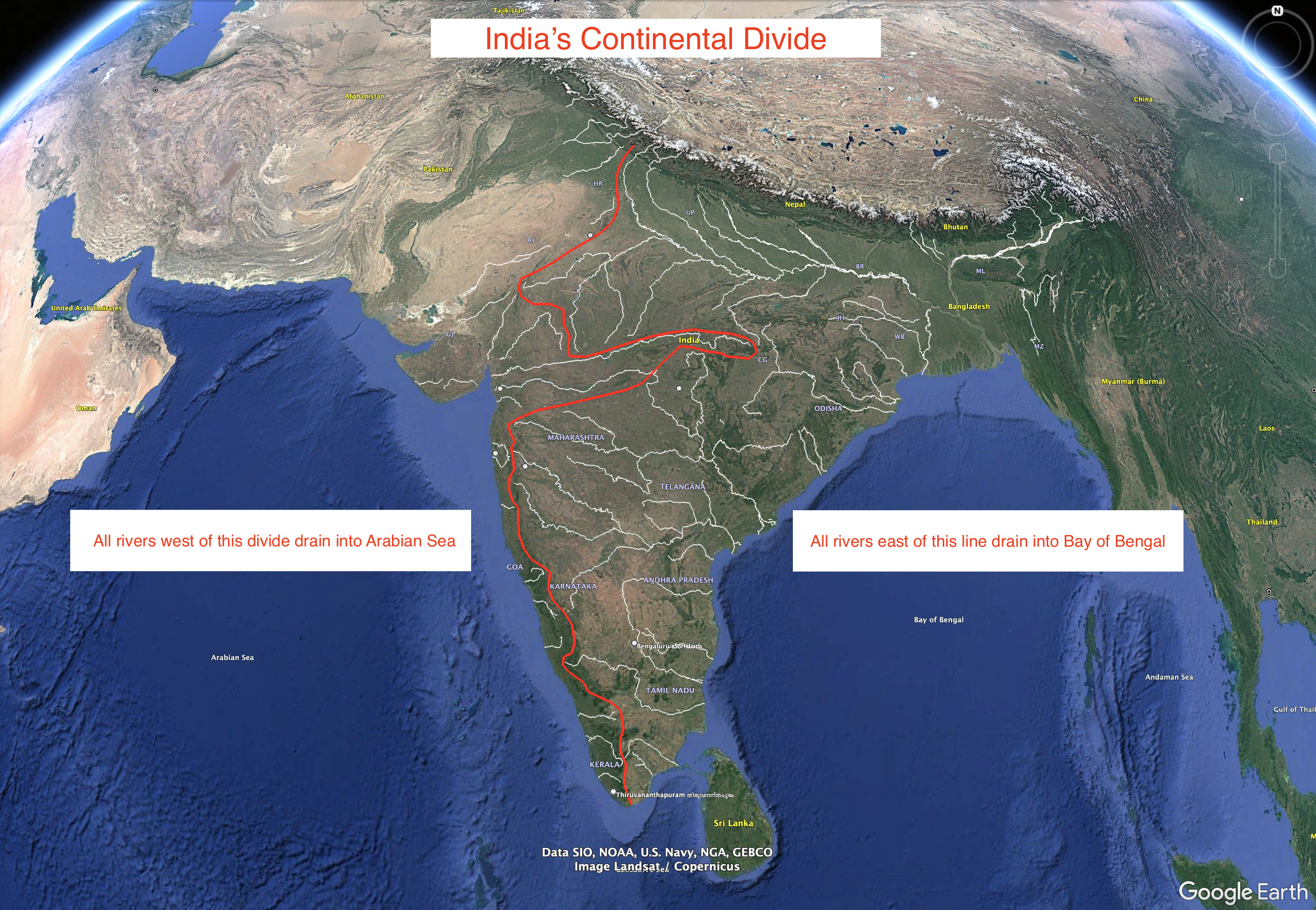 India's Continental Divide Map India's Continental Divide Map
