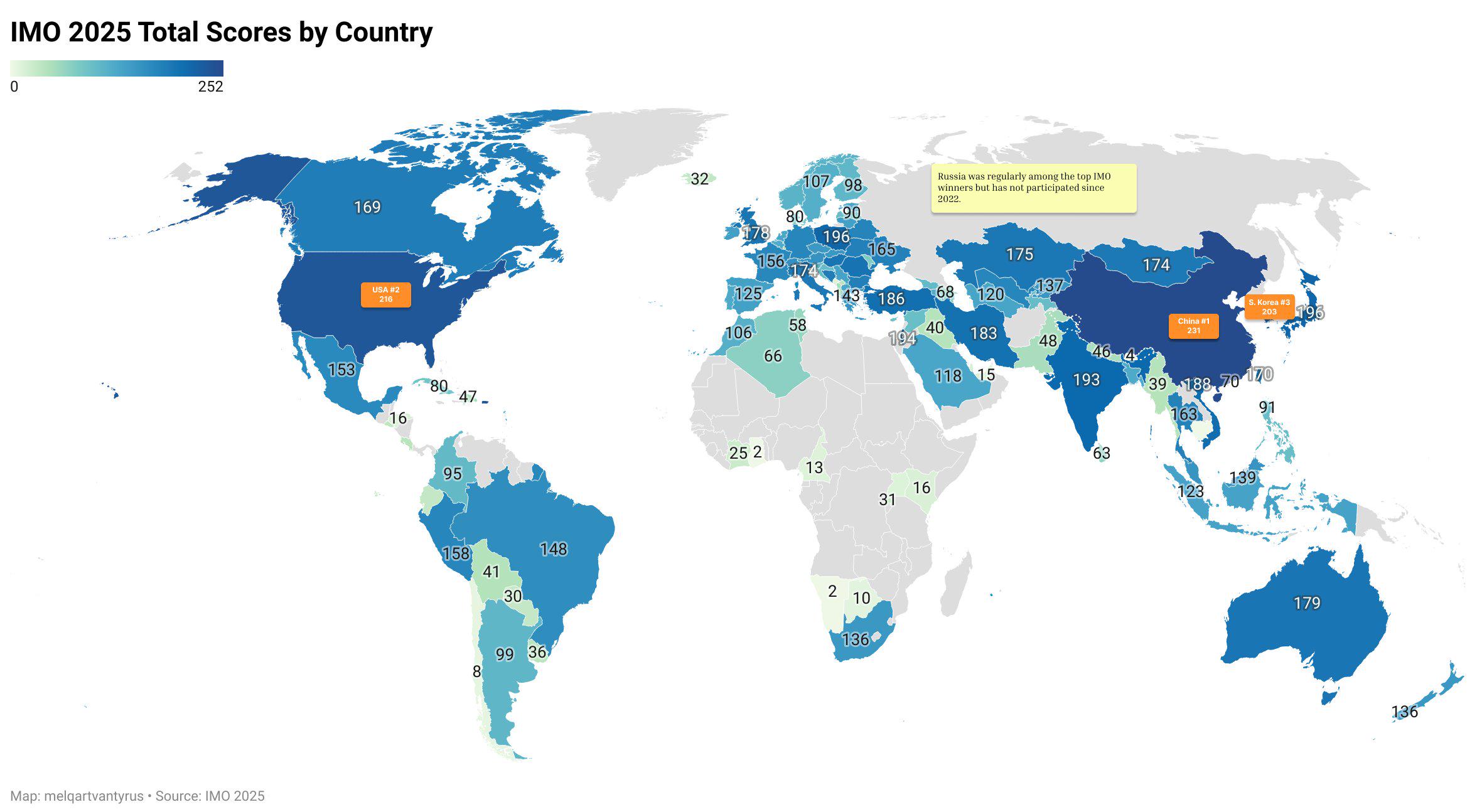 International Mathematical Olympiad 2025 Country Results Map International Mathematical Olympiad 2025 Country Results Map