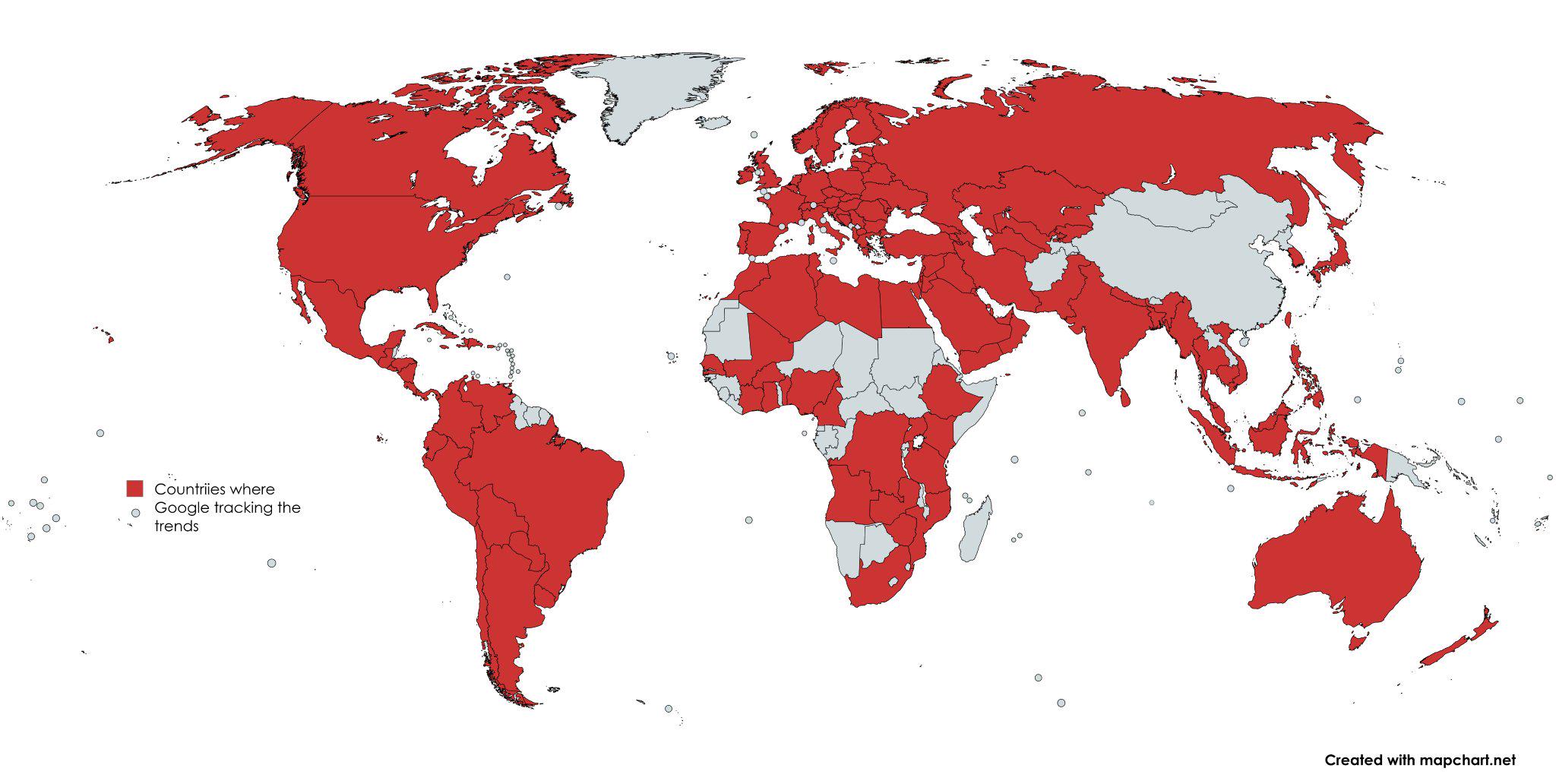 Google Trends Tracking by Country Map Google Trends Tracking by Country Map