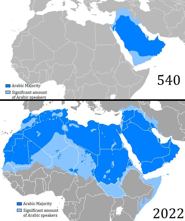 Map of Arabic Language Expansion from 540 to 2022 Map of Arabic Language Expansion from 540 to 2022