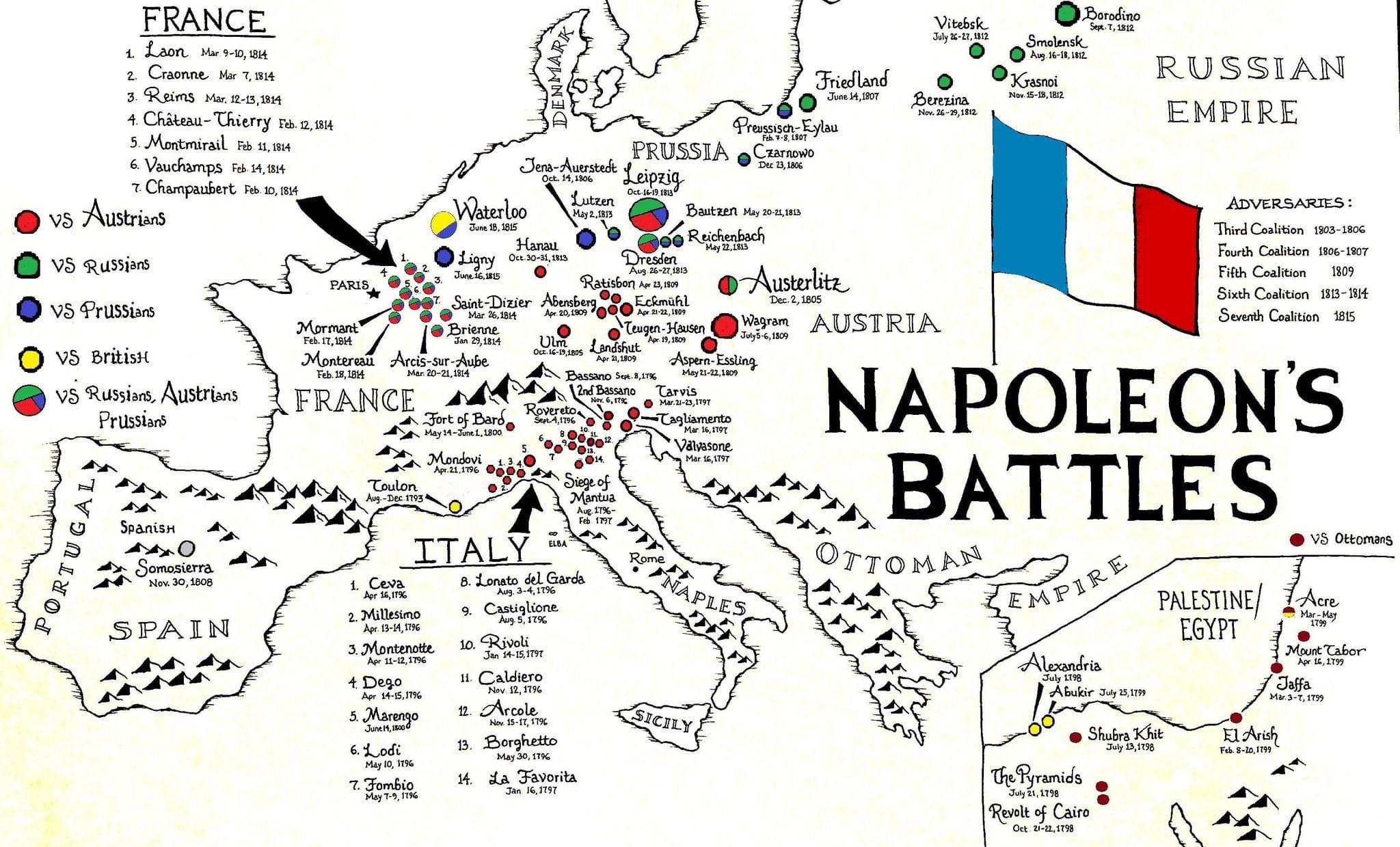 Napoleon's Battles Map Napoleon's Battles Map