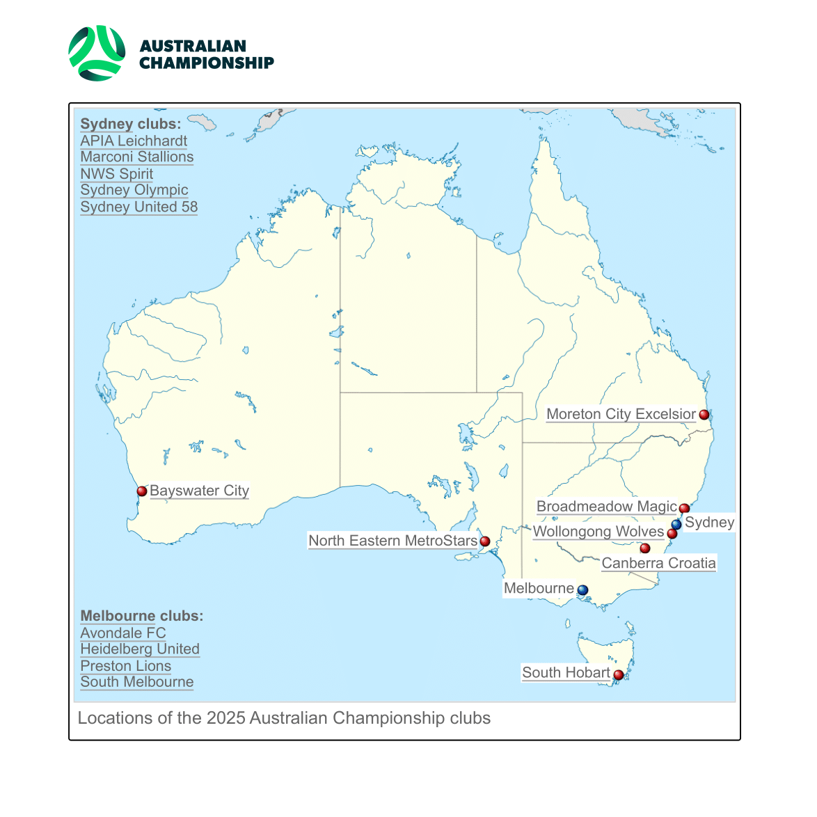 Australian Football National Second Division Map Australian Football National Second Division Map