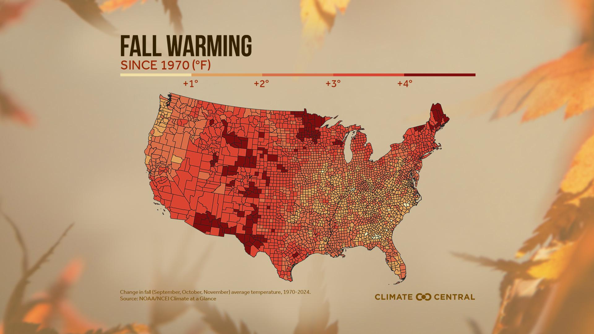 Average Fall Temperature Increase Since 1970 Map Average Fall Temperature Increase Since 1970 Map