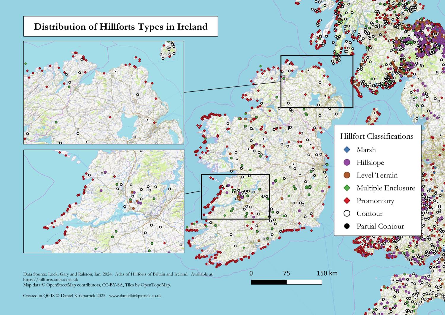 Distribution of Hillforts in Ireland Map Distribution of Hillforts in Ireland Map