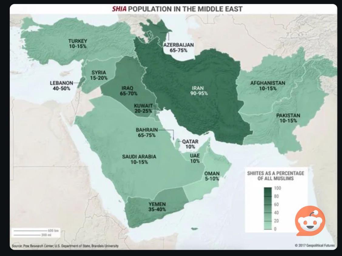 % of Shia Muslims in Middle East Countries Map % of Shia Muslims in Middle East Countries Map